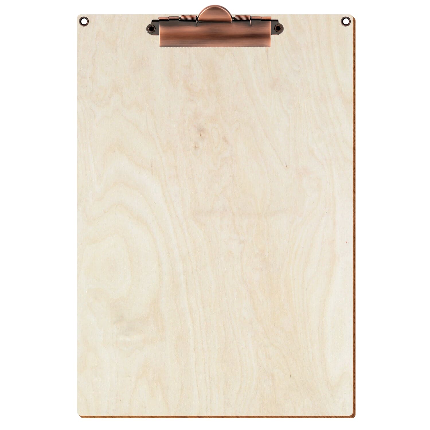 Klemmbrett Standardform Birke natur mit 2 Ösen A4 hochkant Zahnklemme Kupfer