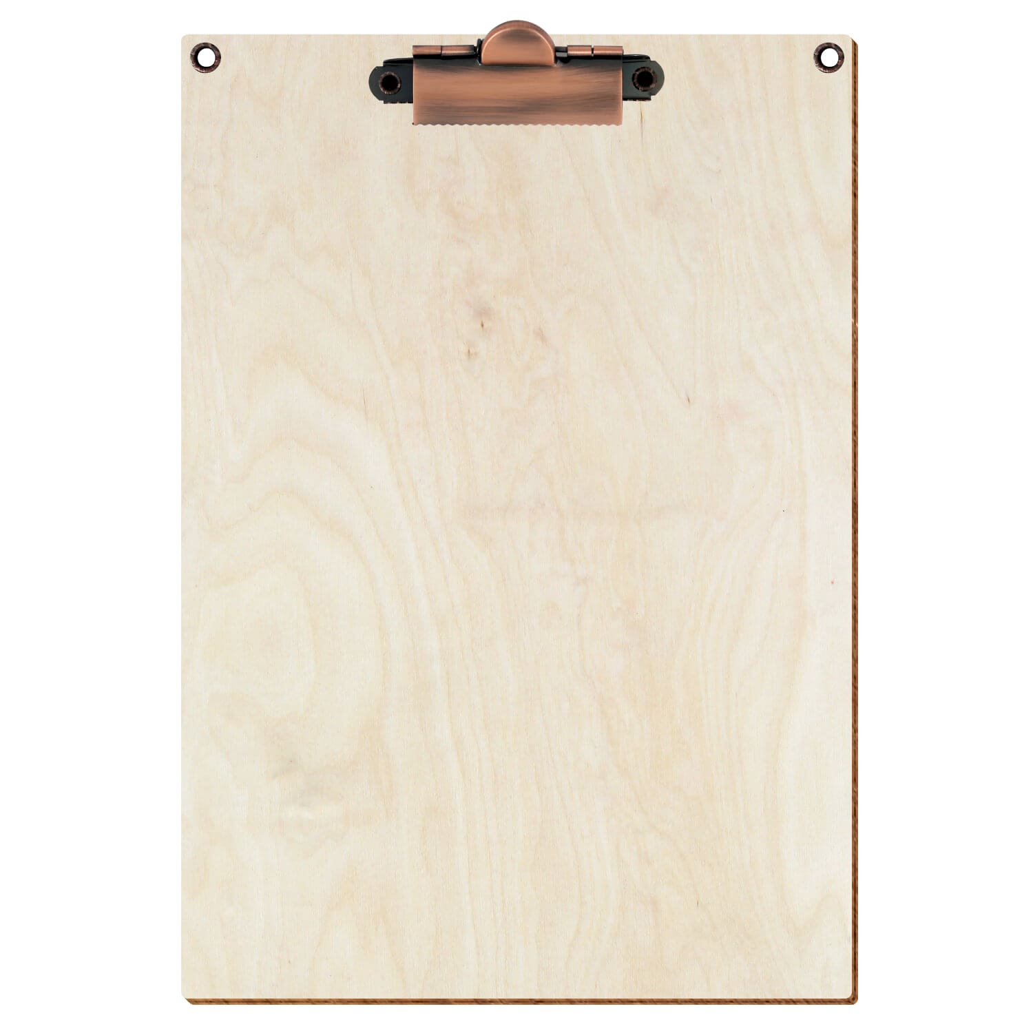 Klemmbrett Standardform Birke natur mit 2 Ösen A5 hochkant Zahnklemme Kupfer