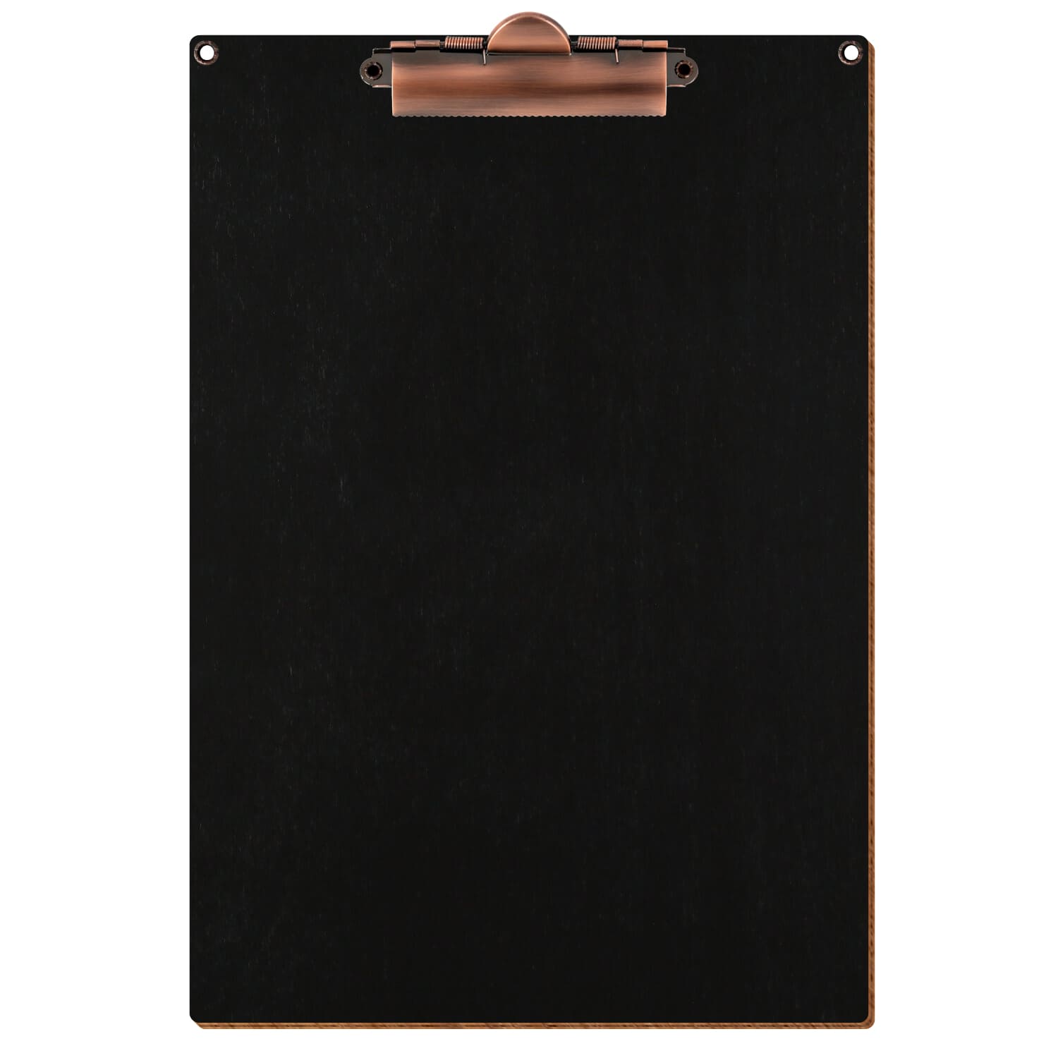 Klemmbrett Standardform Schwarz mit 2 Ösen A4 hochkant Zahnklemme Kupfer