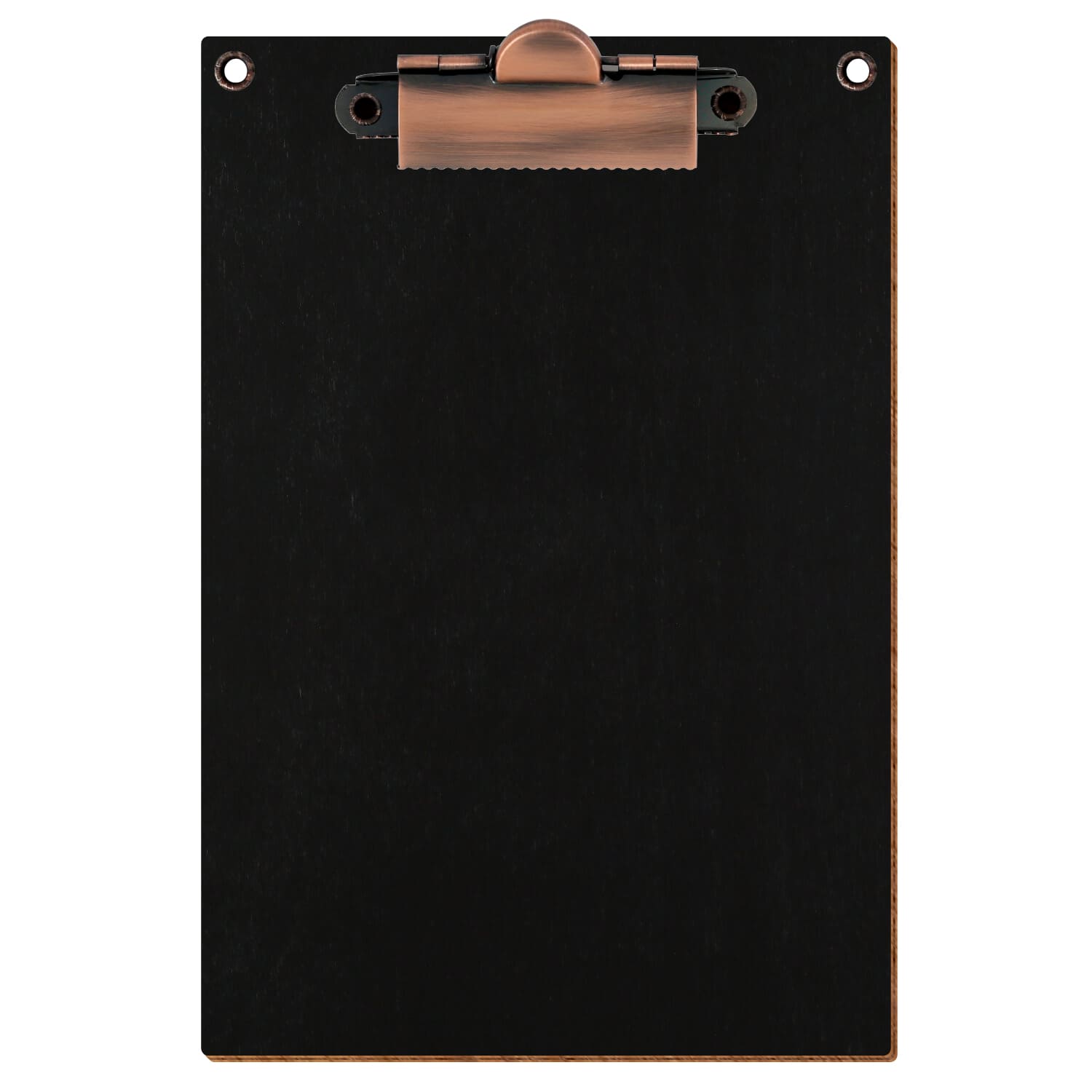Klemmbrett Standardform Schwarz mit 2 Ösen A6 hochkant Zahnklemme Kupfer