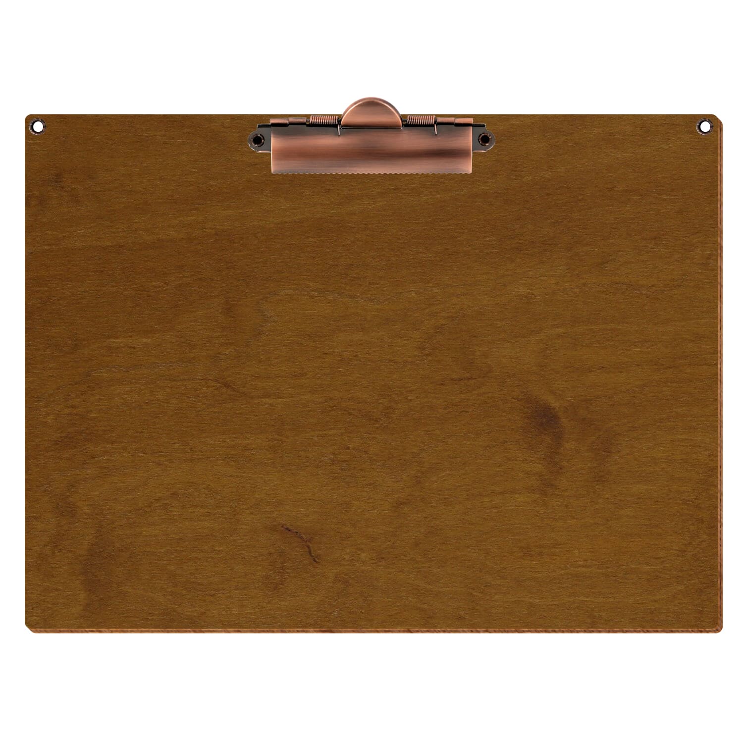 Klemmbrett Standardform Teak mit 2 Ösen A4 querkant Zahnklemme Kupfer