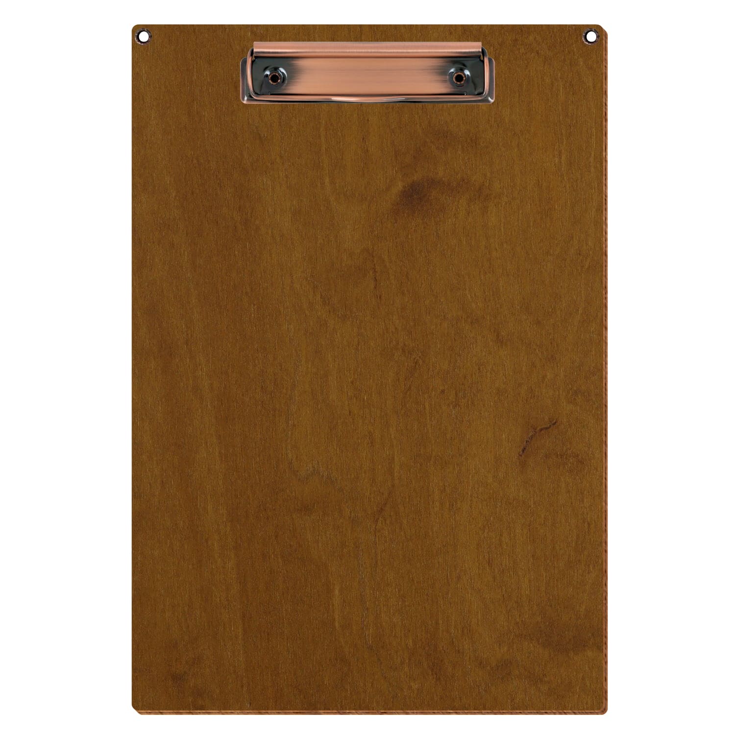 Klemmbrett Standardform Teak mit 2 Ösen A4 hochkant Bügelklemme Kupfer