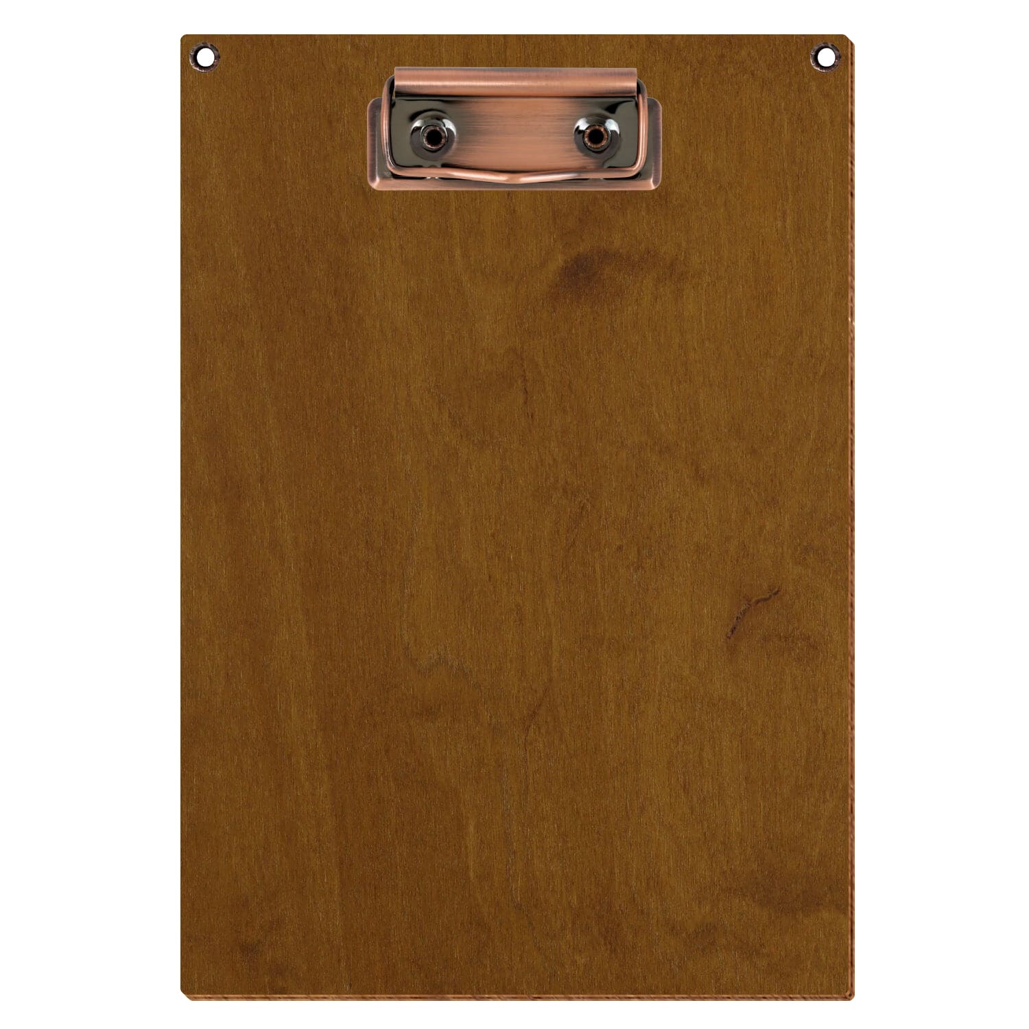 Klemmbrett Standardform Teak mit 2 Ösen A5 hochkant Bügelklemme Kupfer