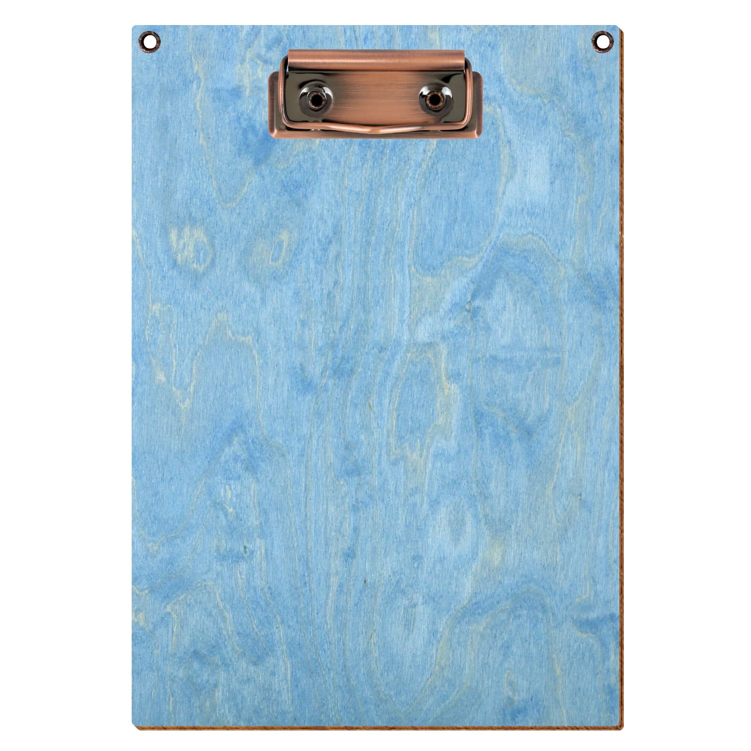 Klemmbrett Standardform Hellblau mit 2 Ösen A5 hochkant Bügelklemme Kupfer