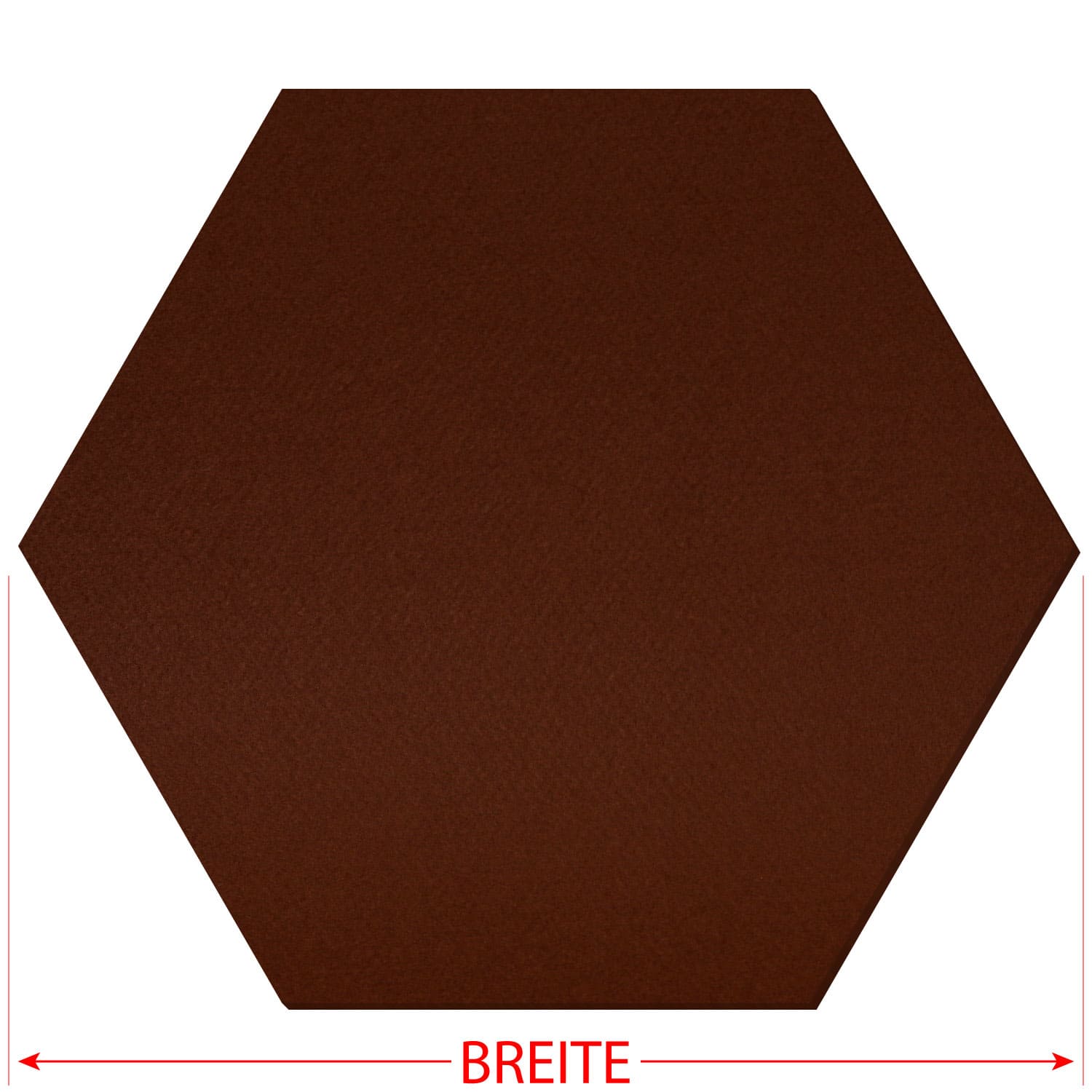 Brauner Filz-Zuschnitt in sechseckiger Hexagon-Form mit Breitenangabe