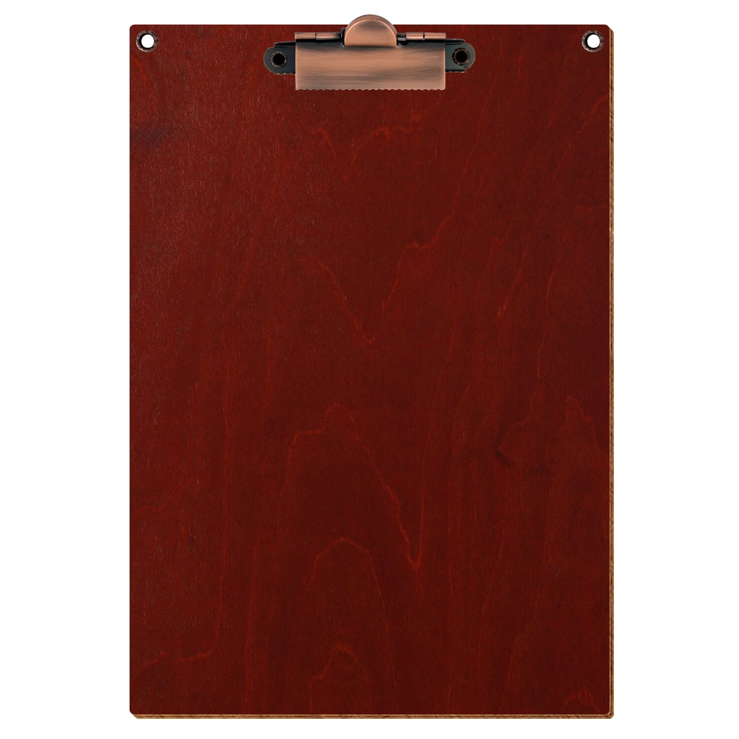 Klemmbrett Standardform Kirschbaum mit 2 Ösen A5 hochkant Zahnklemme Kupfer