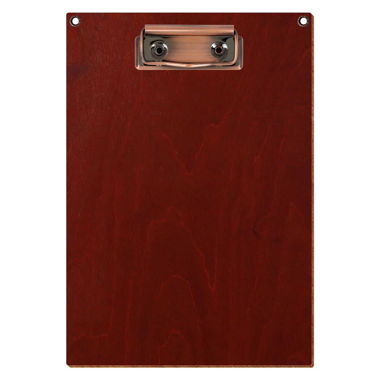 Klemmbrett Standardform Kirschbaum mit 2 Ösen A5 hochkant Bügelklemme Kupfer
