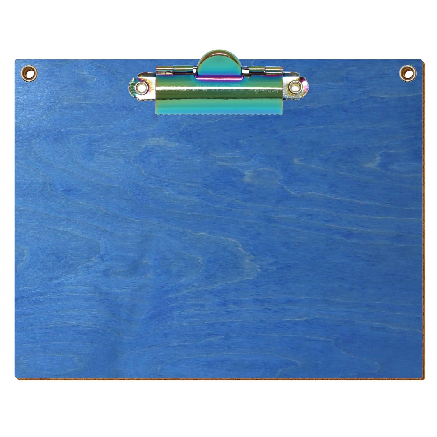 Klemmbrett Standardform Kornblumenblau mit 2 Ösen A6 querkant Zahnklemme Regenbogen