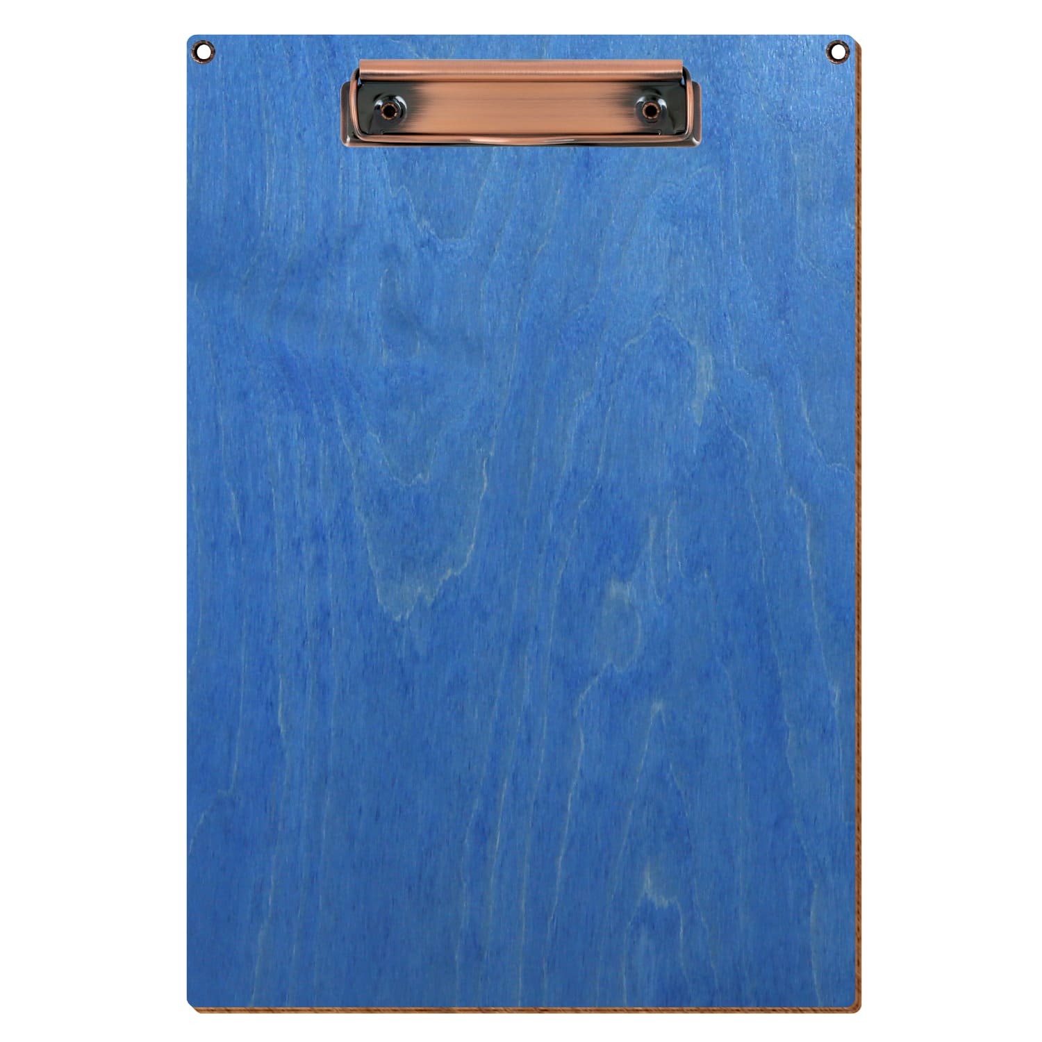 Klemmbrett Standardform Kornblumenblau mit 2 Ösen A4 hochkant Bügelklemme Kupfer