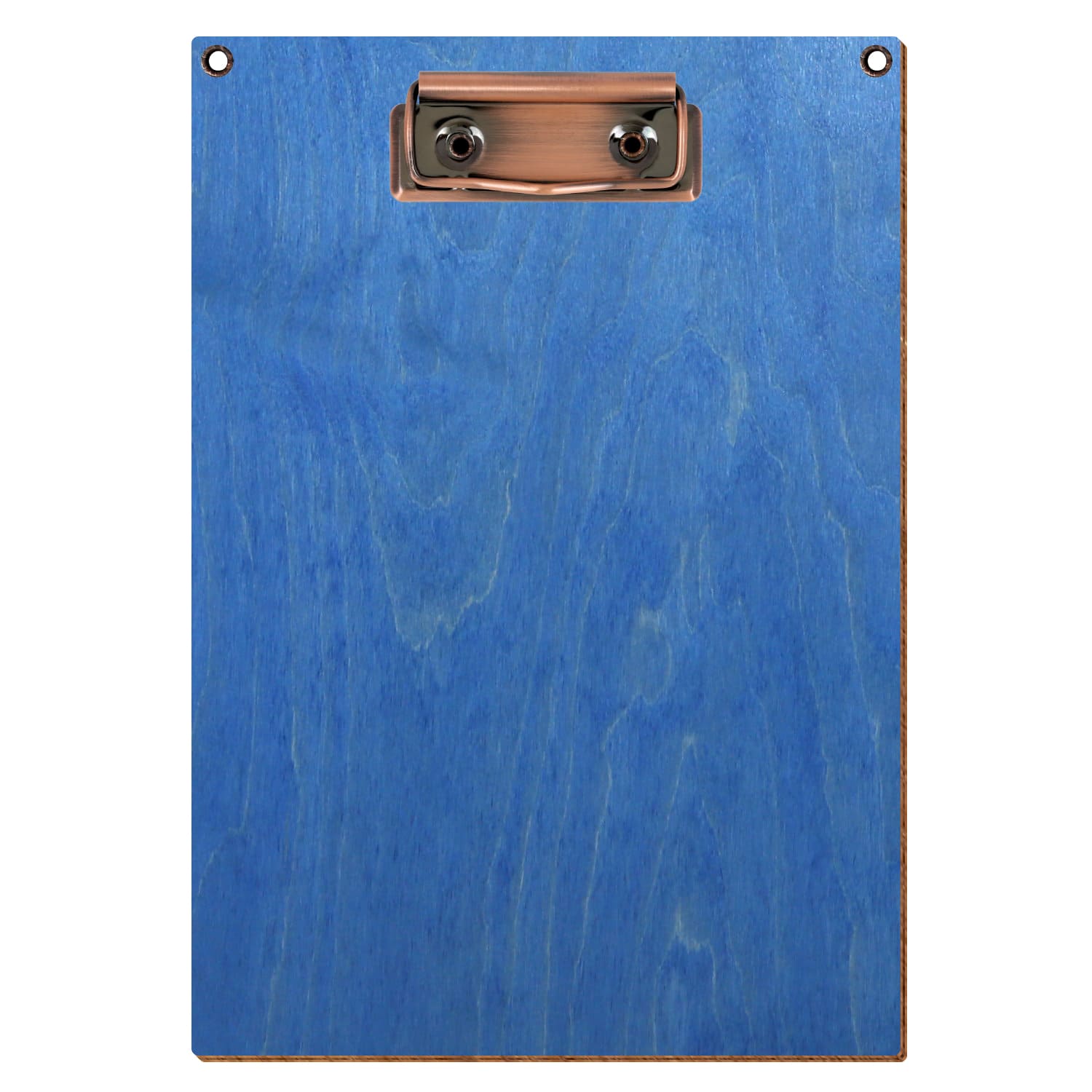 Klemmbrett Standardform Kornblumenblau mit 2 Ösen A5 hochkant Bügelklemme Kupfer