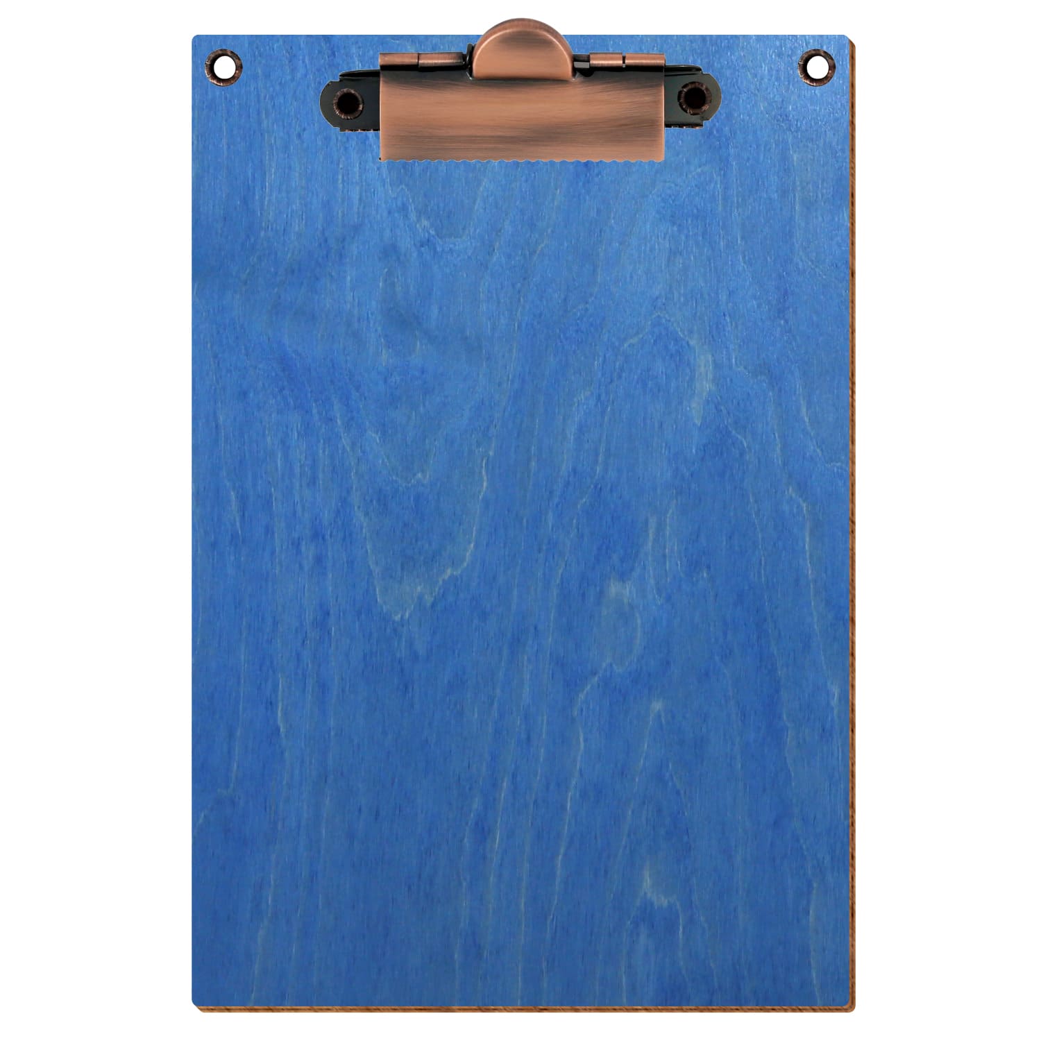 Klemmbrett Standardform Kornblumenblau mit 2 Ösen A6 hochkant Zahnklemme Kupfer