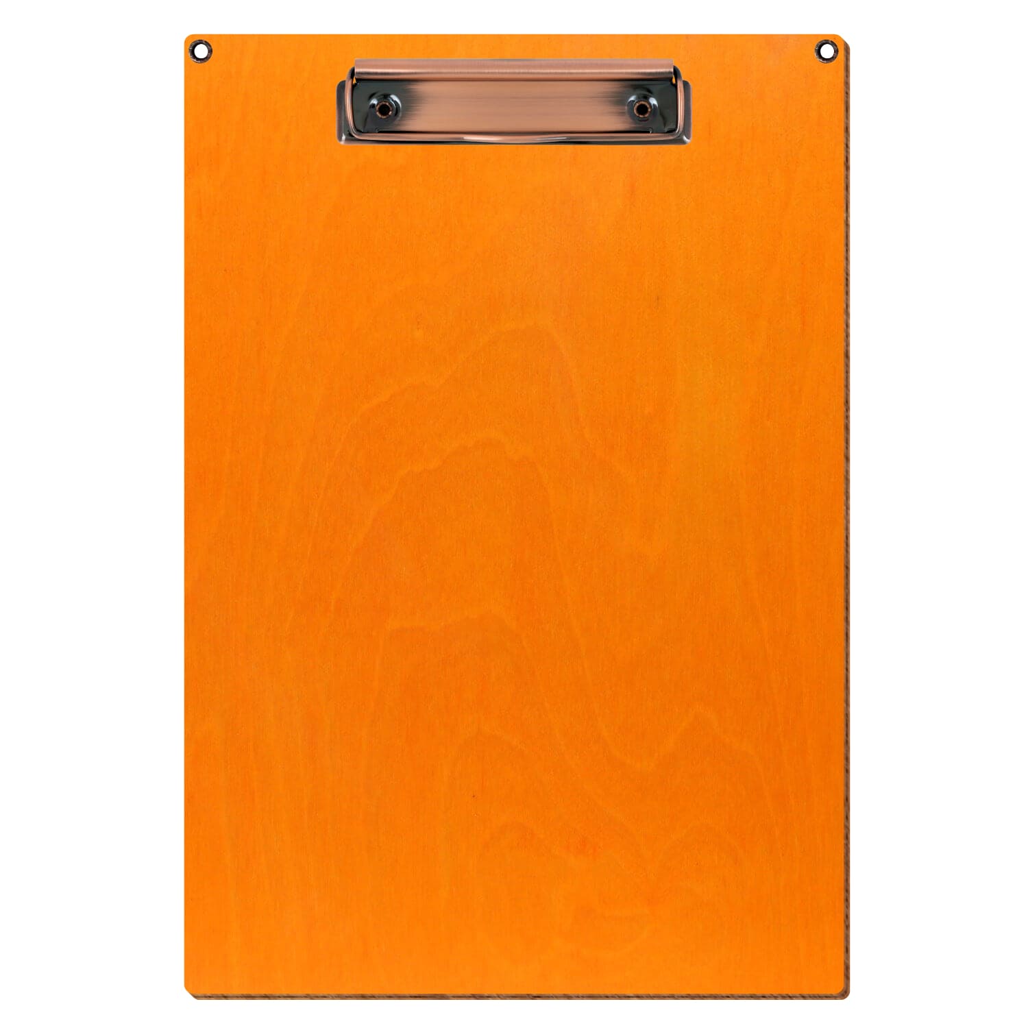 Klemmbrett Standardform Orange mit 2 Ösen A4 hochkant Bügelklemme Kupfer