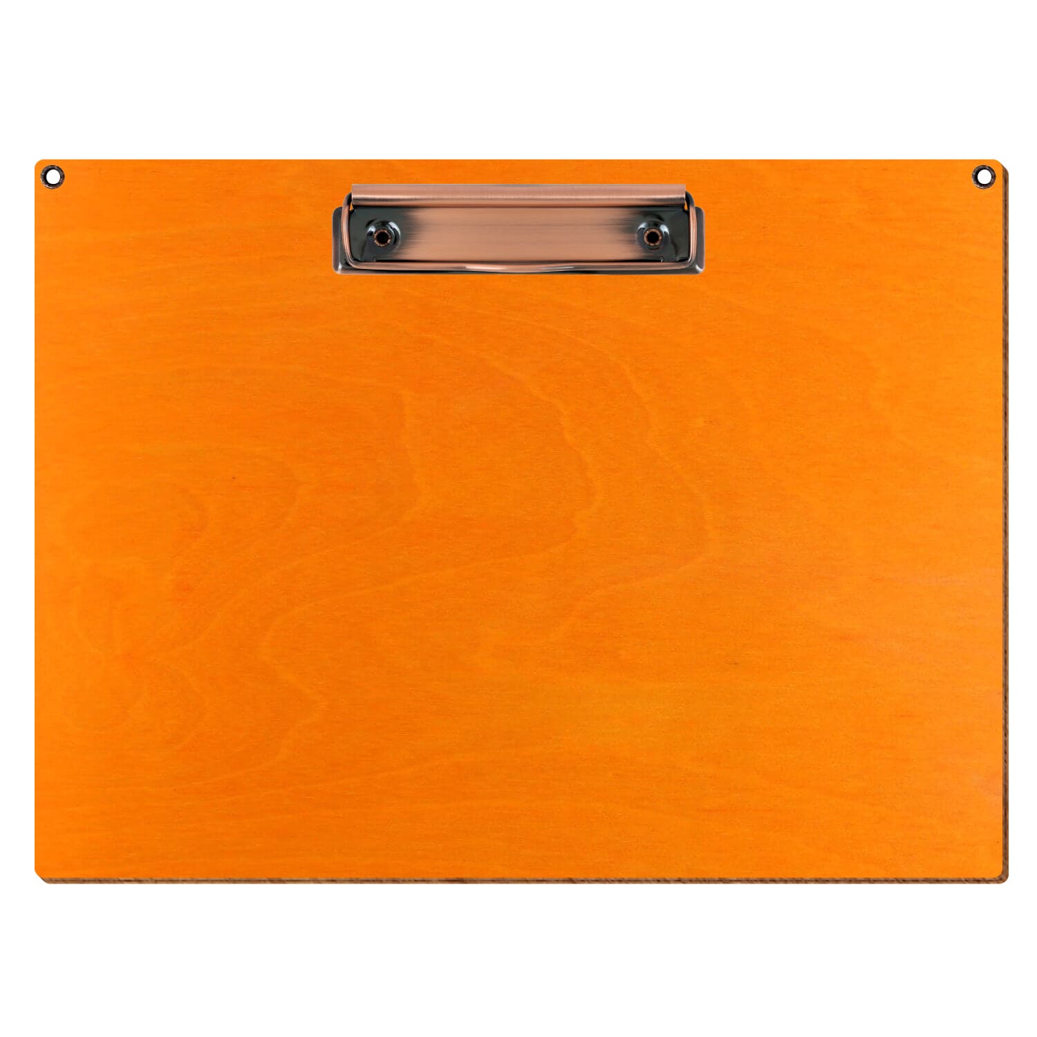 Klemmbrett Standardform Orange mit 2 Ösen A4 querkant Bügelklemme Kupfer
