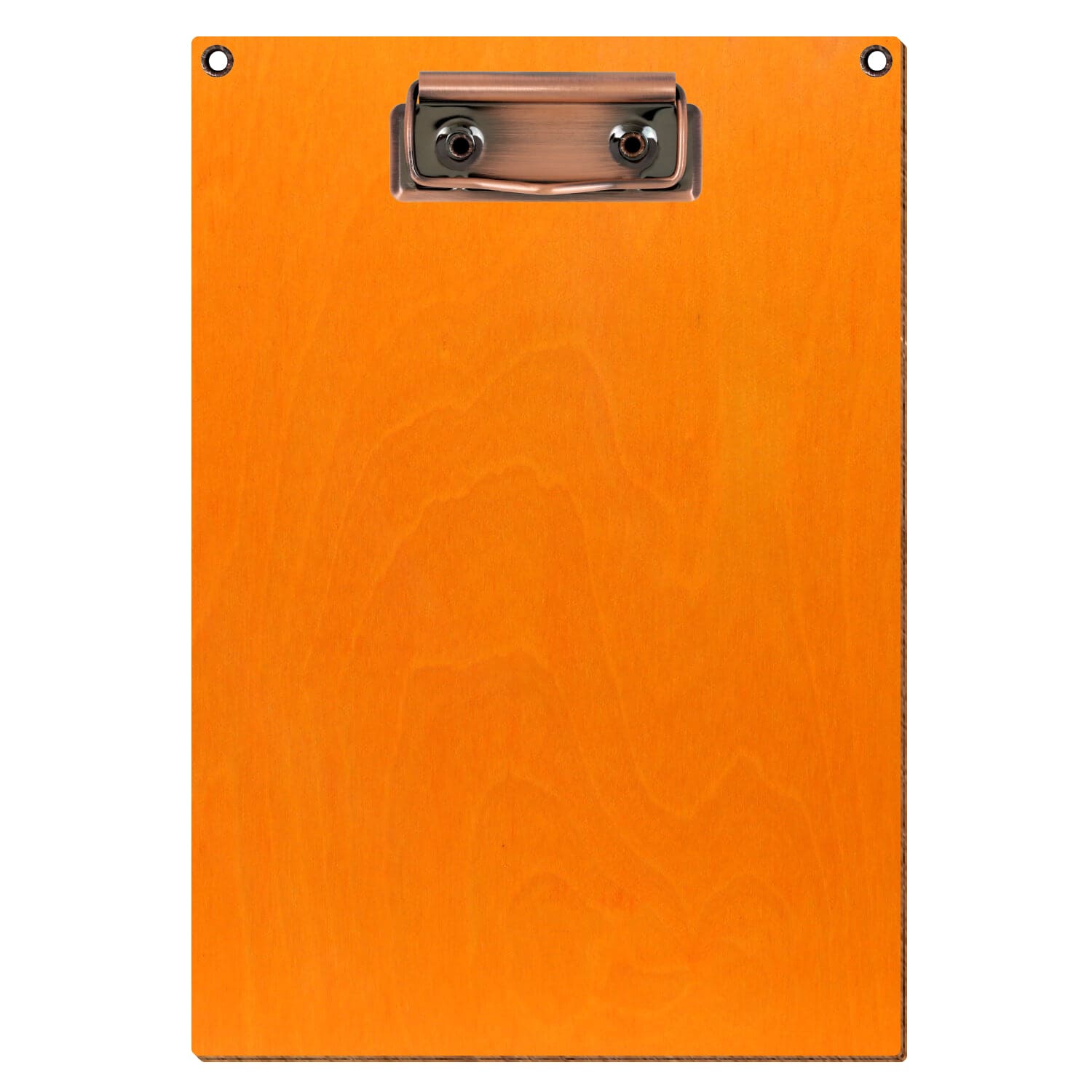 Klemmbrett Standardform Orange mit 2 Ösen A5 hochkant Bügelklemme Kupfer