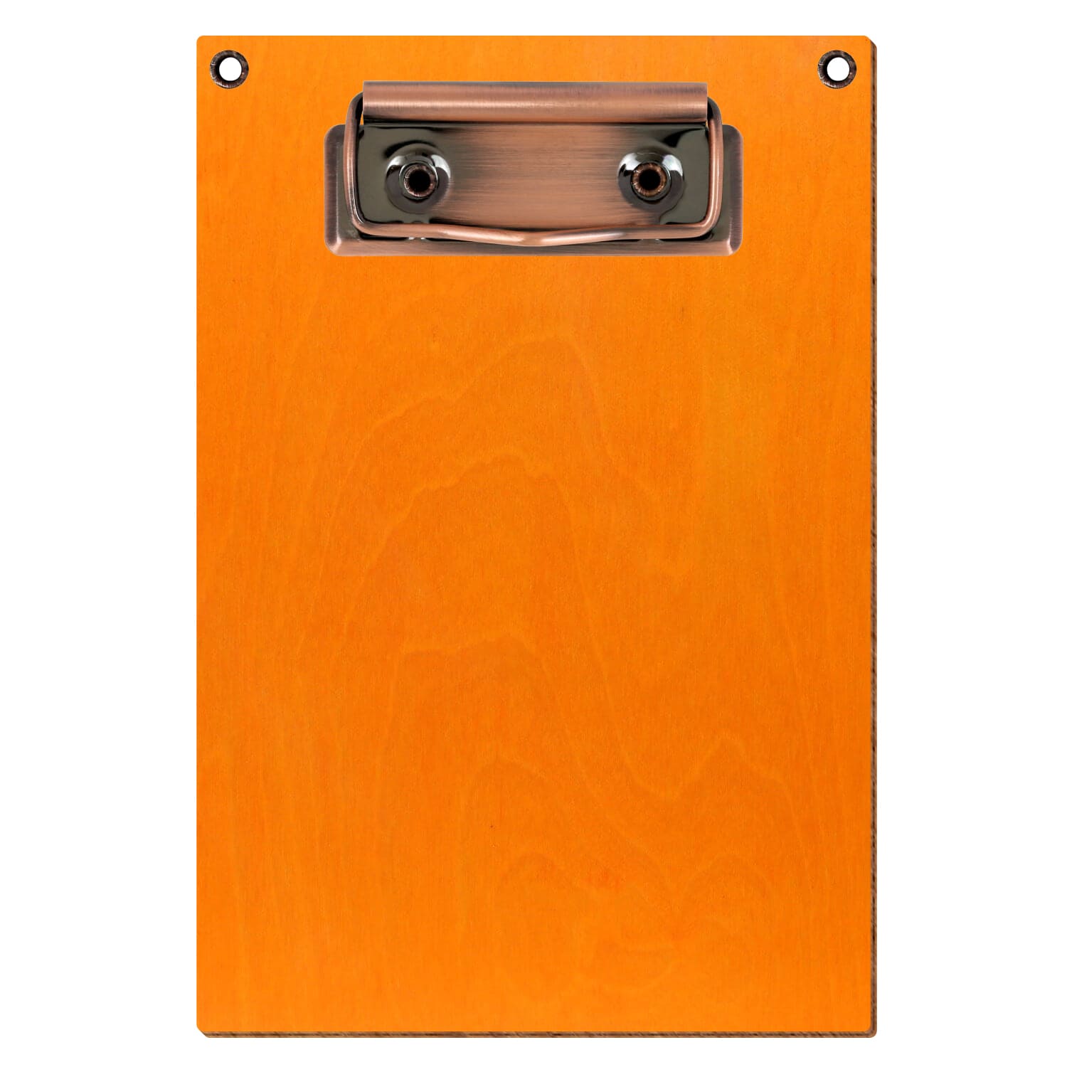 Klemmbrett Standardform Orange mit 2 Ösen A6 hochkant Bügelklemme Kupfer