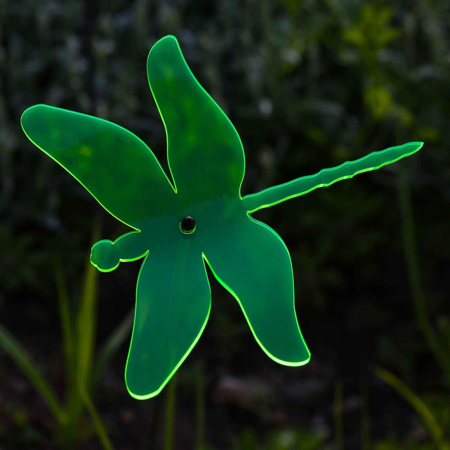 Acrylglas Sonnenfänger Libelle 14cm neon transparent fluoreszierend geschwungen - neongruen