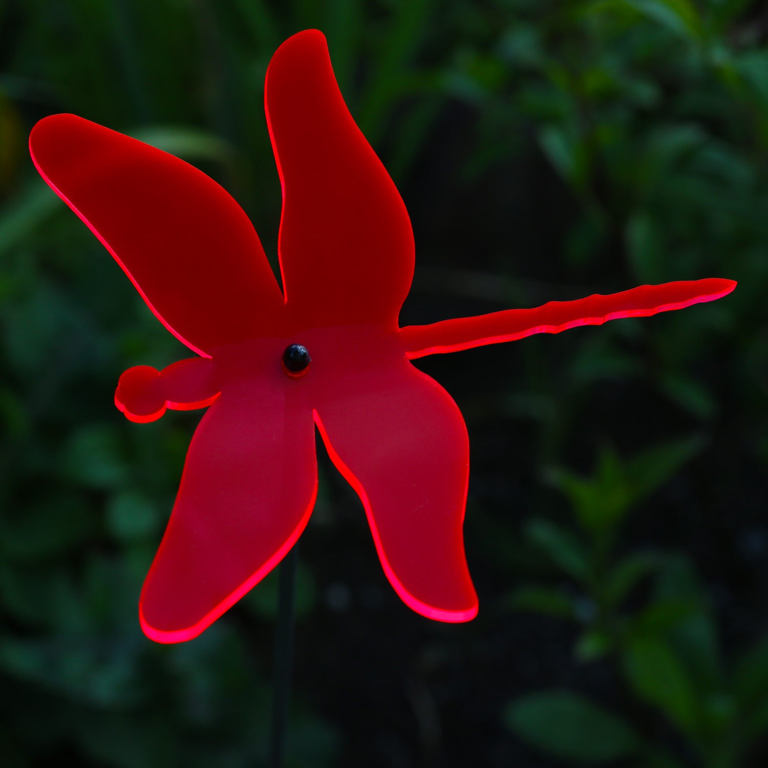 Acrylglas Sonnenfänger Libelle 14cm neon transparent fluoreszierend geschwungen - neonrot