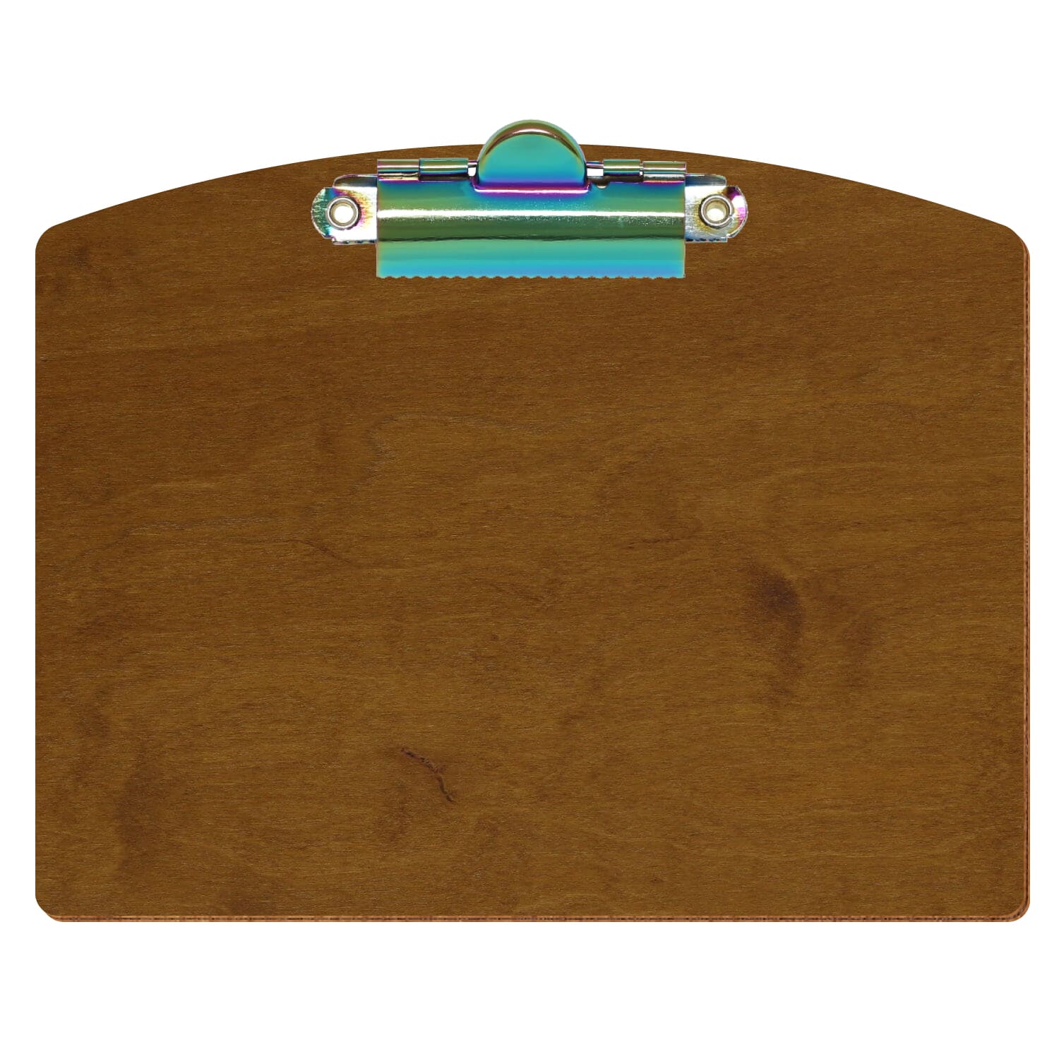 Klemmbrett Segmentform Teak A6 querkant Zahnklemme Regenbogen