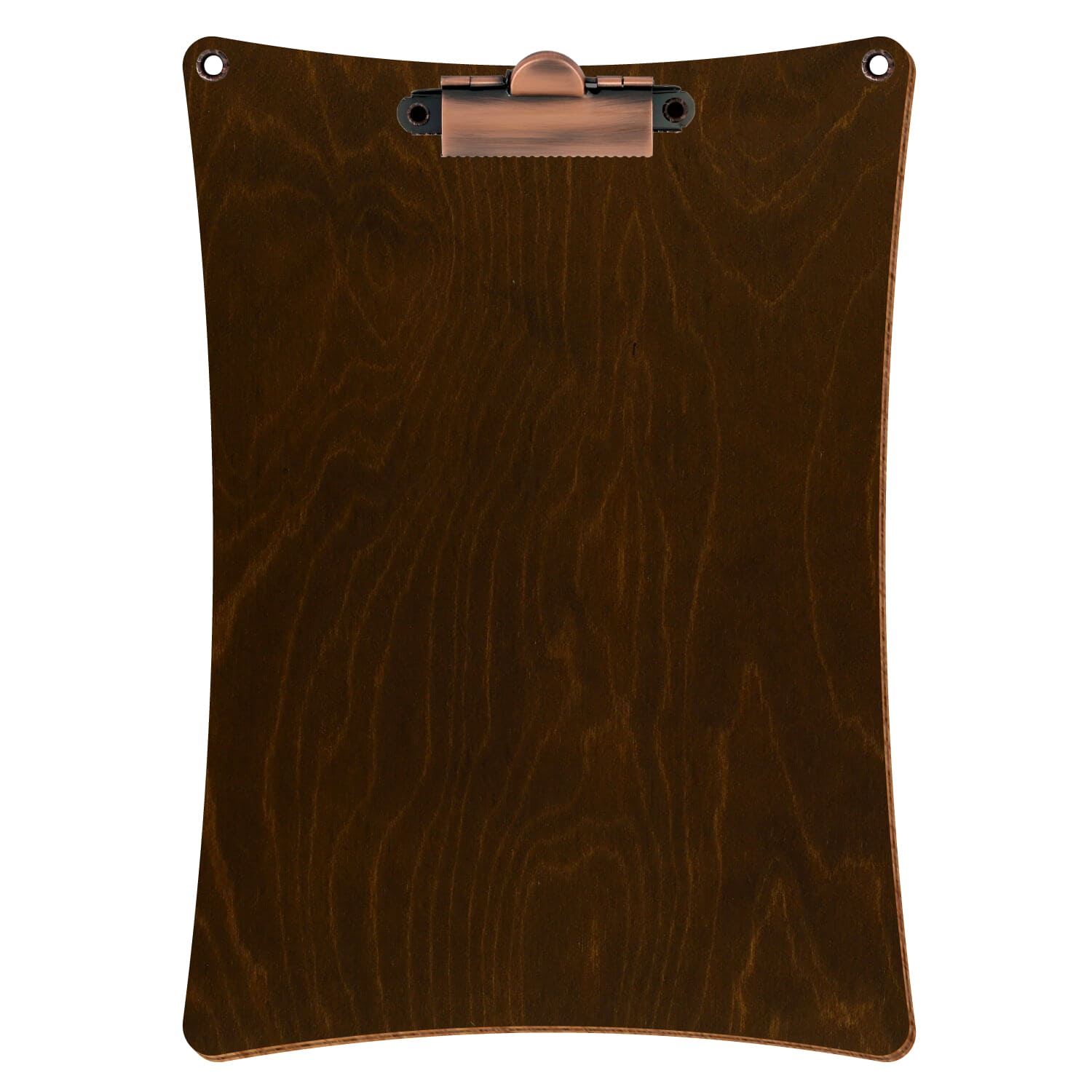 Klemmbrett konkav mit 2 Ösen Eiche dunkel A5 hochkant Zahnklemme Kupfer