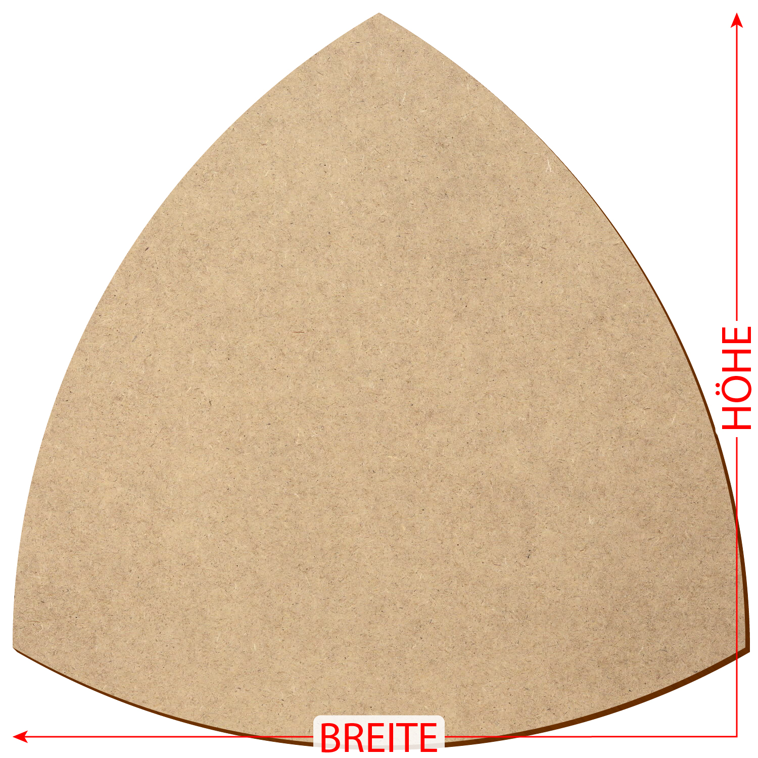 MDF-Gleichdick Bogendreieck Größe