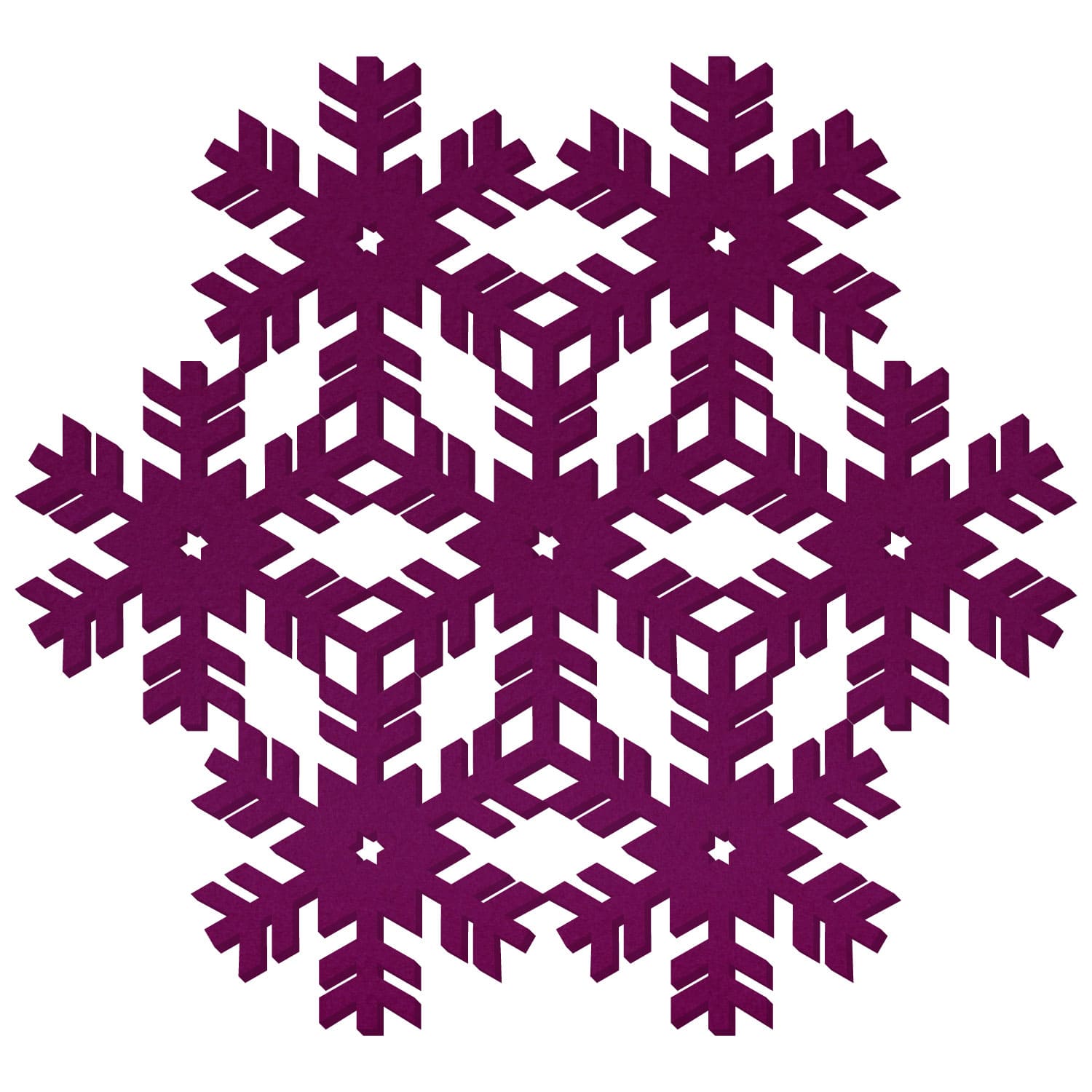 Schneeflocke V2 Filz Zuschnitt Aubergine 10-60cm
