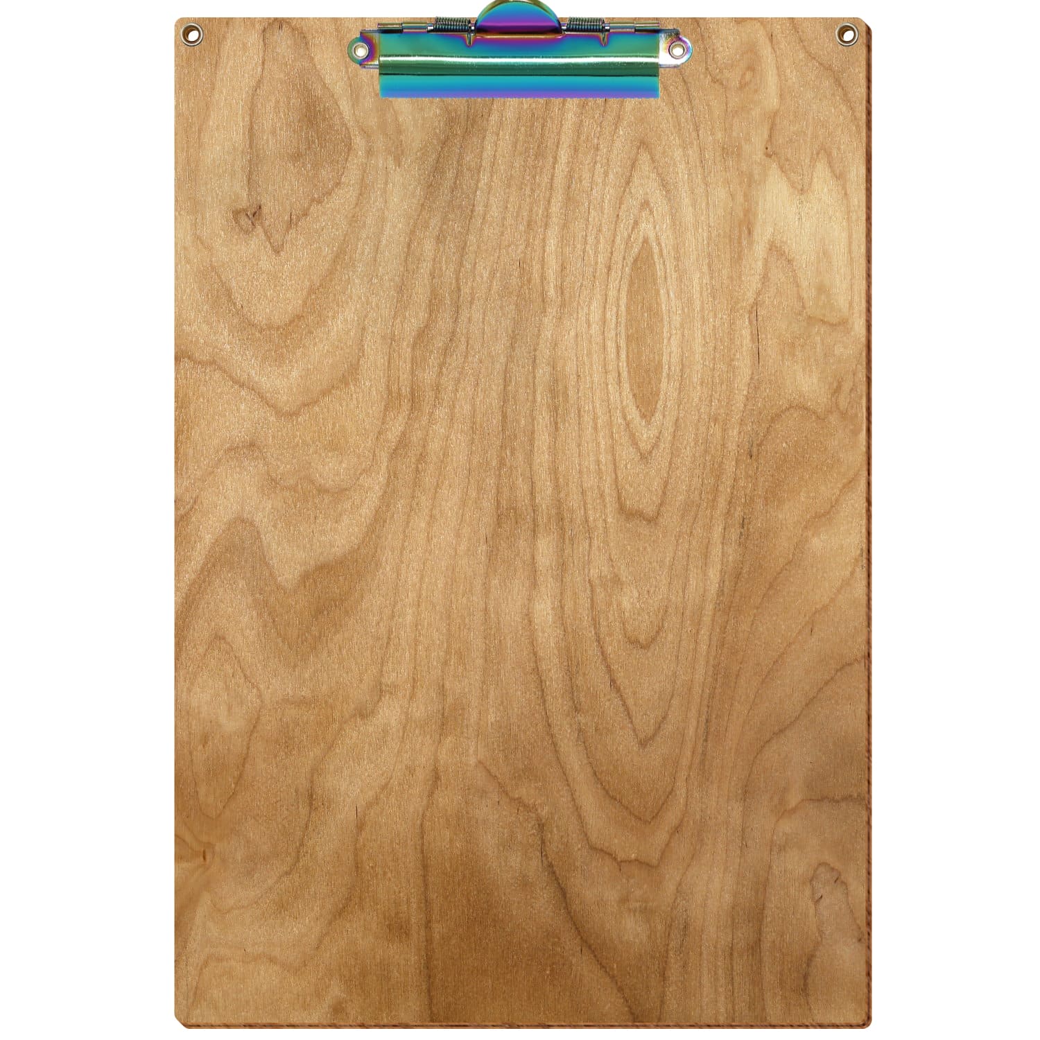 Klemmbrett Standardform Birke rustikal mit 2 Ösen A4 hochkant Zahnklemme Regenbogen