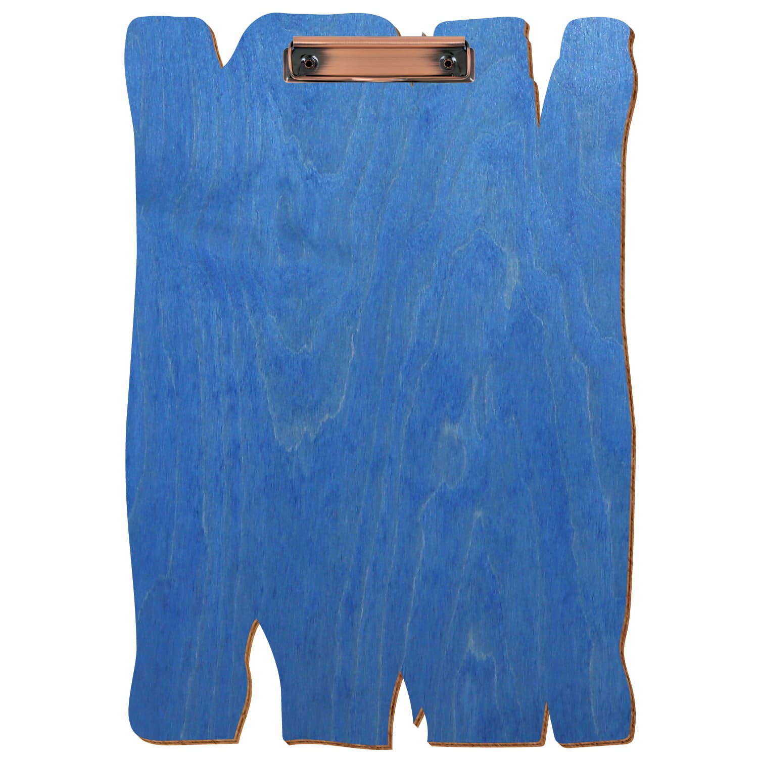 Klemmbrett Holzbrettform Kornblumenblau A3 hochkant Bügelklemme Kupfer