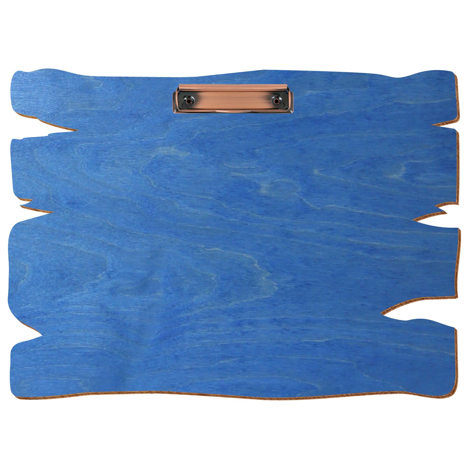 Klemmbrett Holzbrettform Kornblumenblau A3 querkant Bügelklemme Kupfer