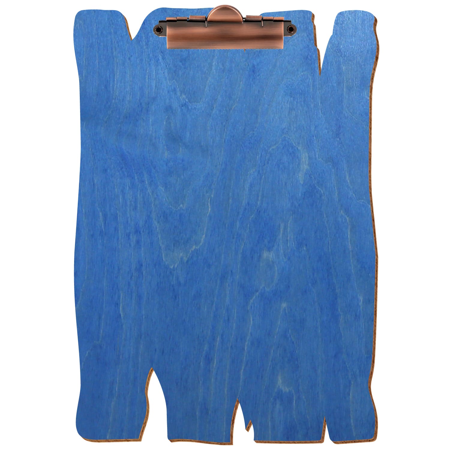 Klemmbrett Holzbrettform Kornblumenblau A4 hochkant Zahnklemme Kupfer