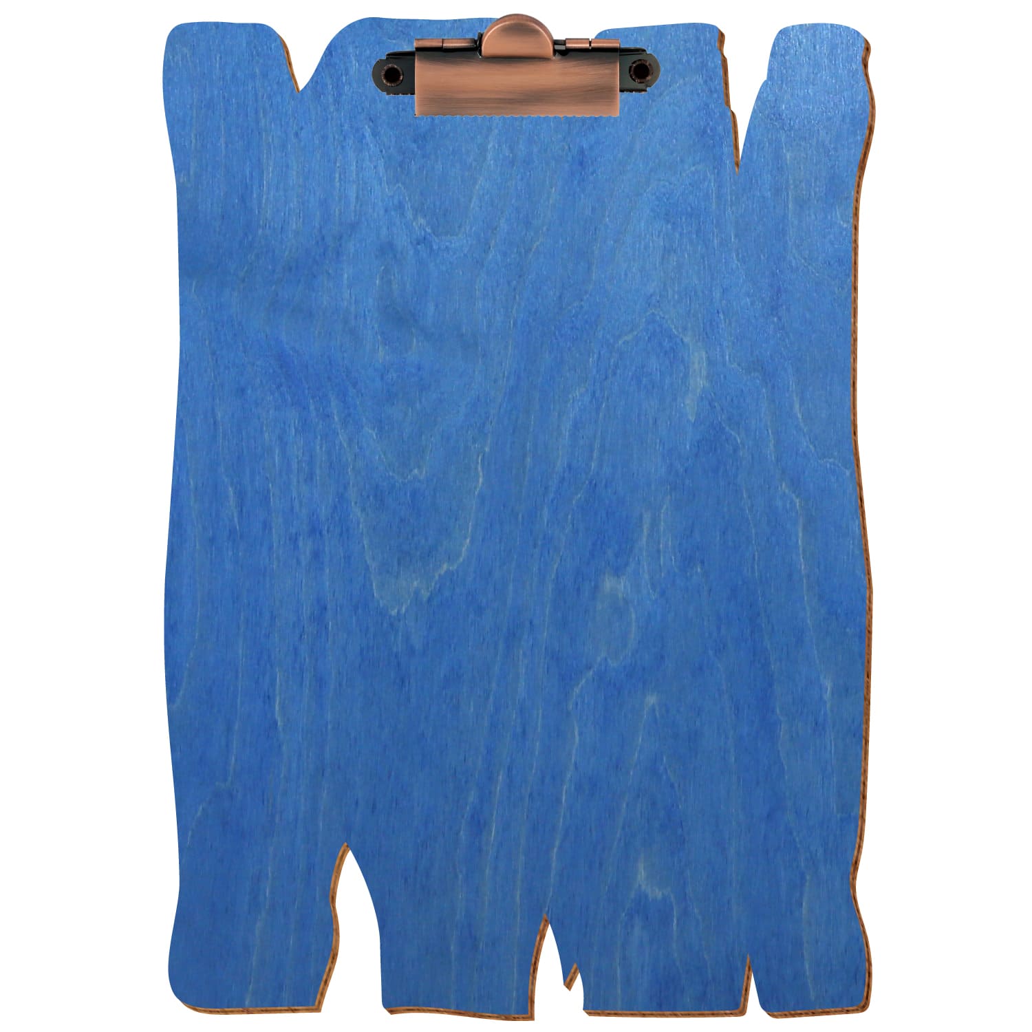 Klemmbrett Holzbrettform Kornblumenblau A5 hochkant Zahnklemme Kupfer