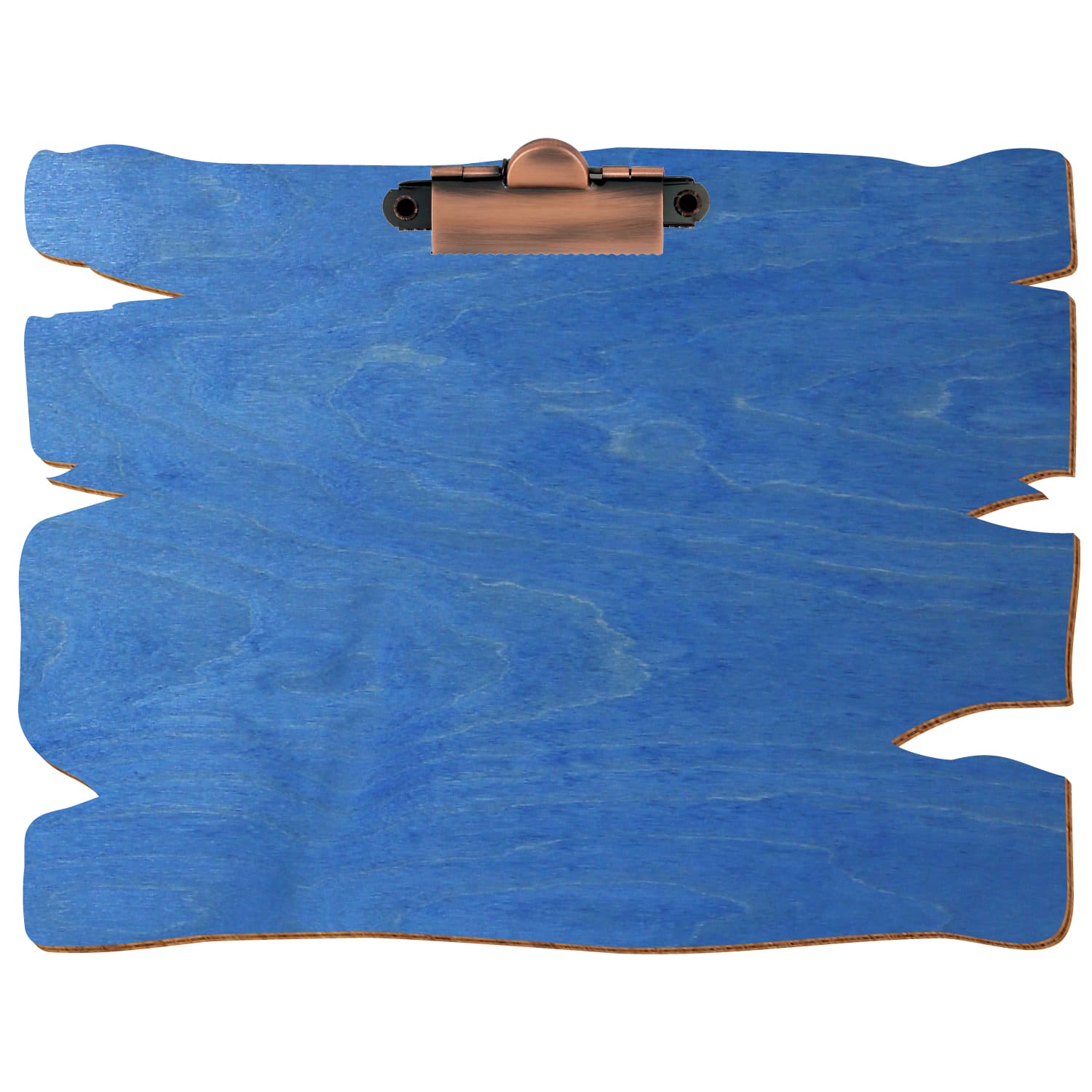 Klemmbrett Holzbrettform Kornblumenblau A5 querkant Zahnklemme Kupfer