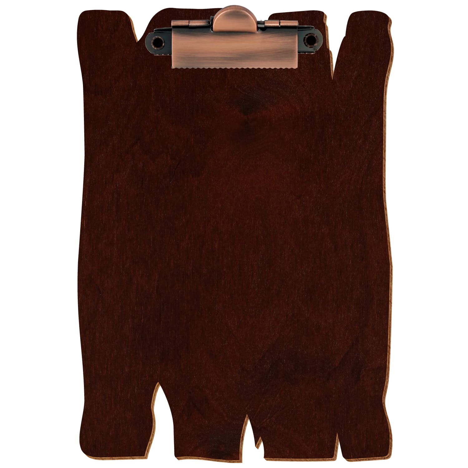 Klemmbrett Holzbrettform Nussbaum dunkel A6 hochkant Zahnklemme Kupfer