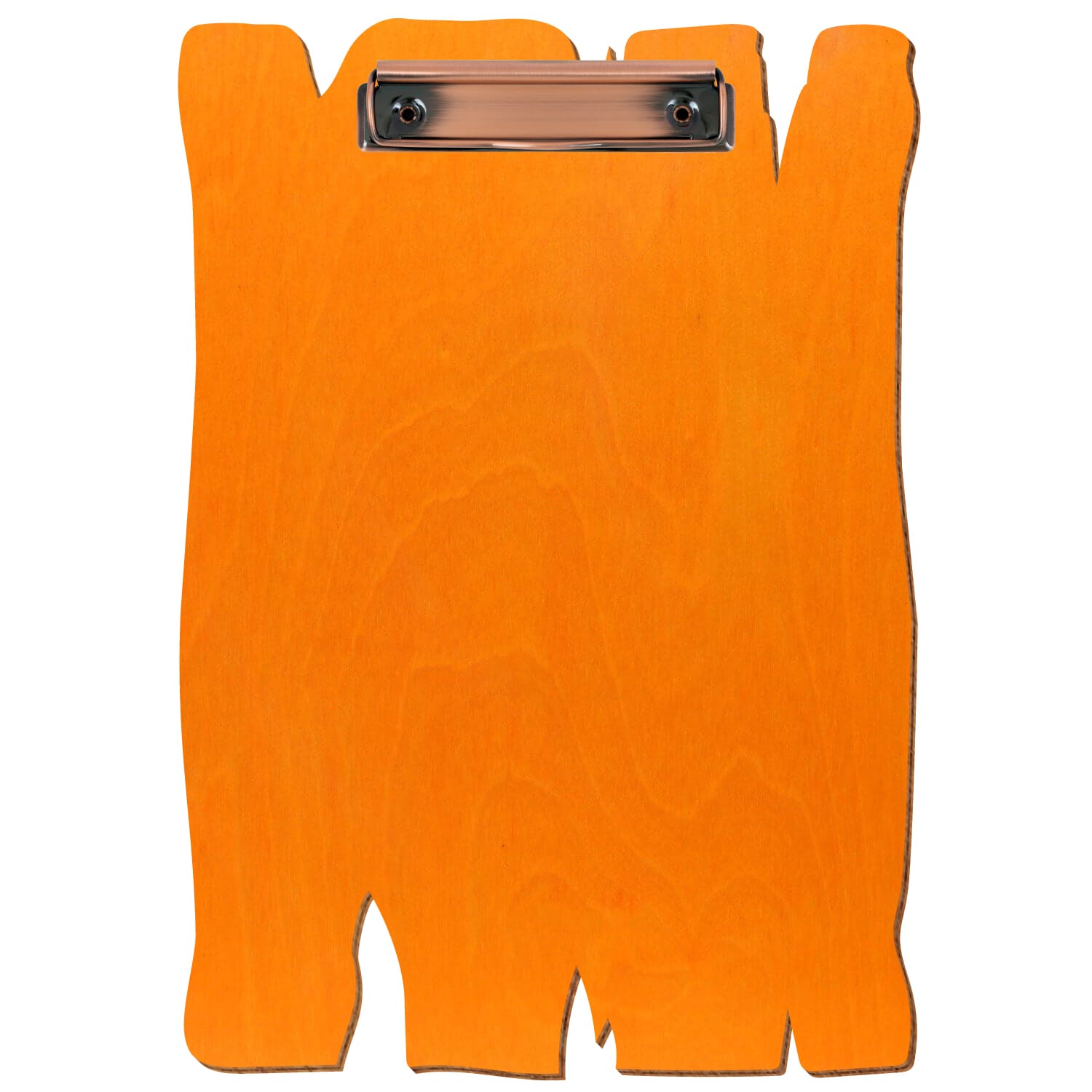Klemmbrett Holzbrettform Orange A4 hochkant Bügelklemme Kupfer