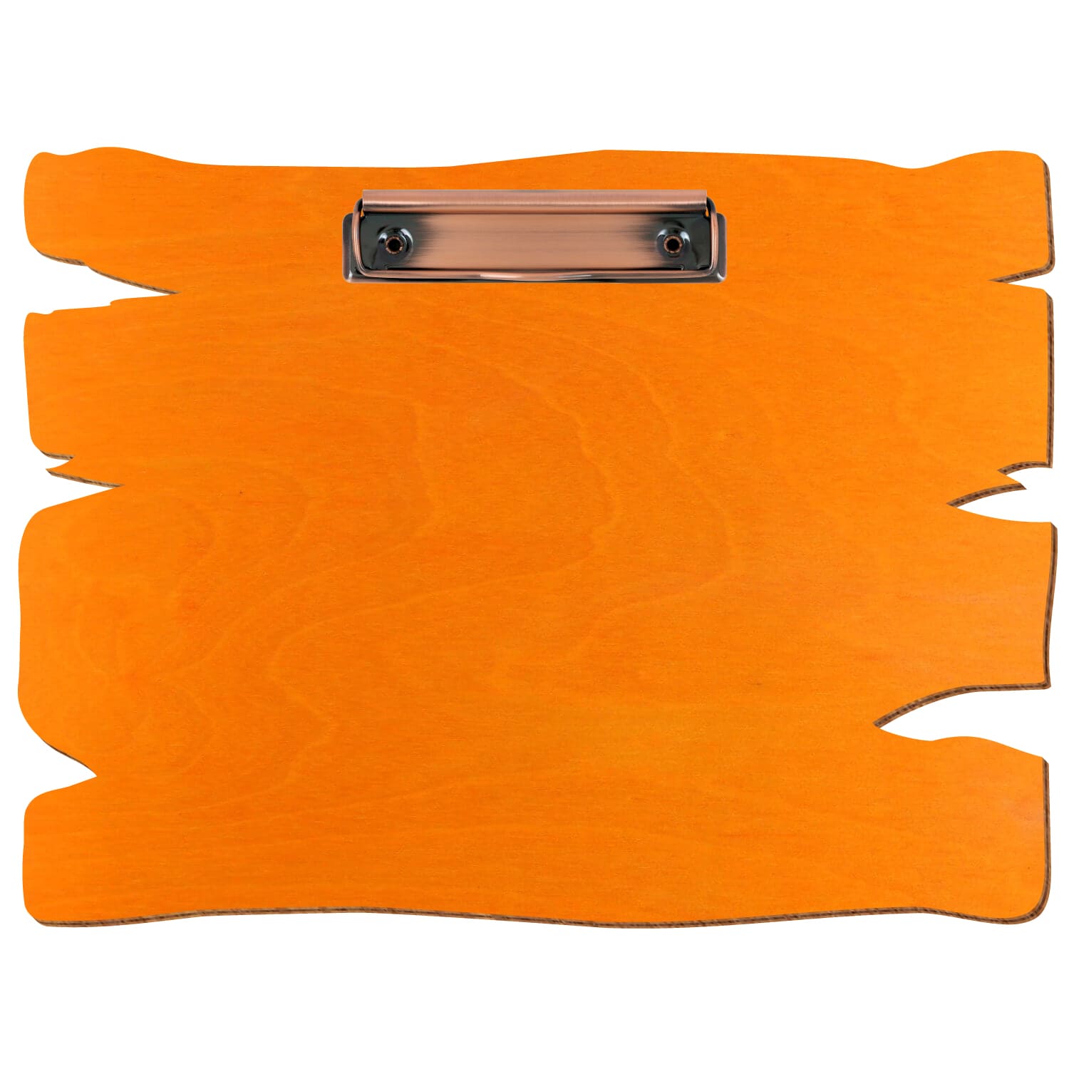 Klemmbrett Holzbrettform Orange A4 querkant Bügelklemme Kupfer