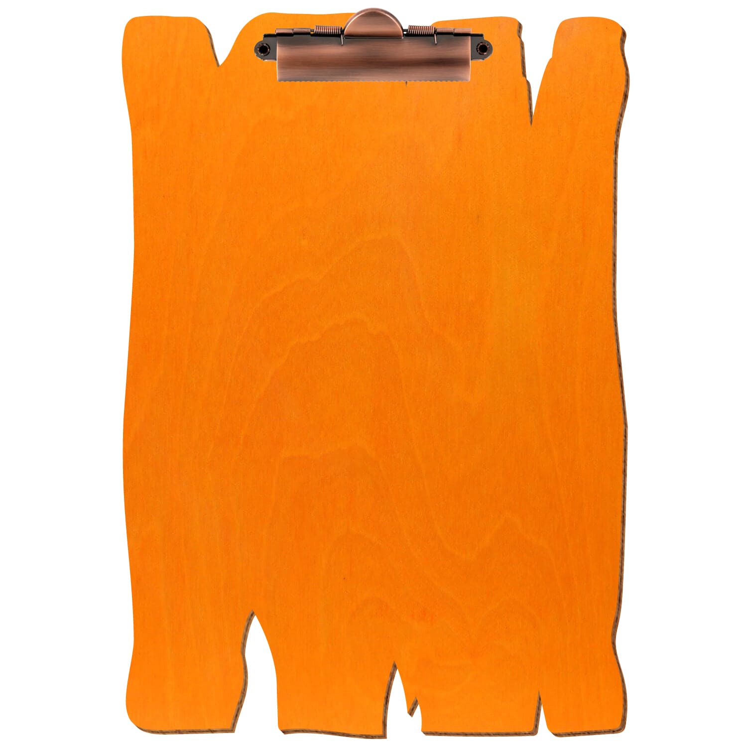 Klemmbrett Holzbrettform Orange A4 hochkant Zahnklemme Kupfer
