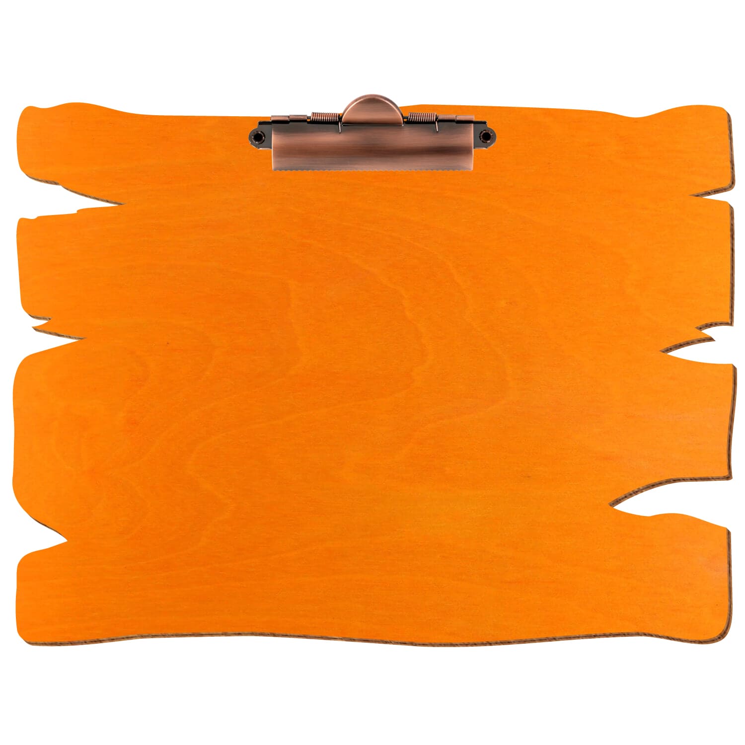Klemmbrett Holzbrettform Orange A4 querkant Zahnklemme Kupfer
