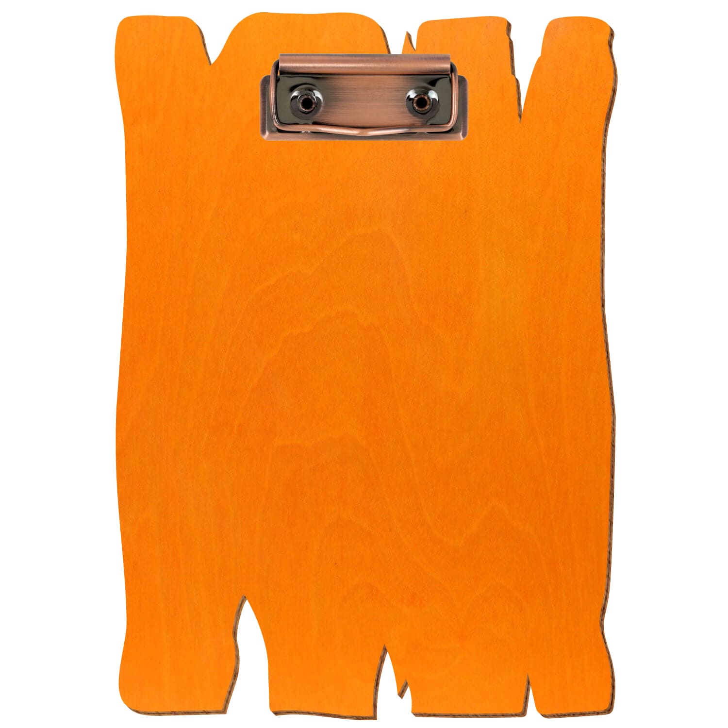 Klemmbrett Holzbrettform Orange A5 hochkant Bügelklemme Kupfer