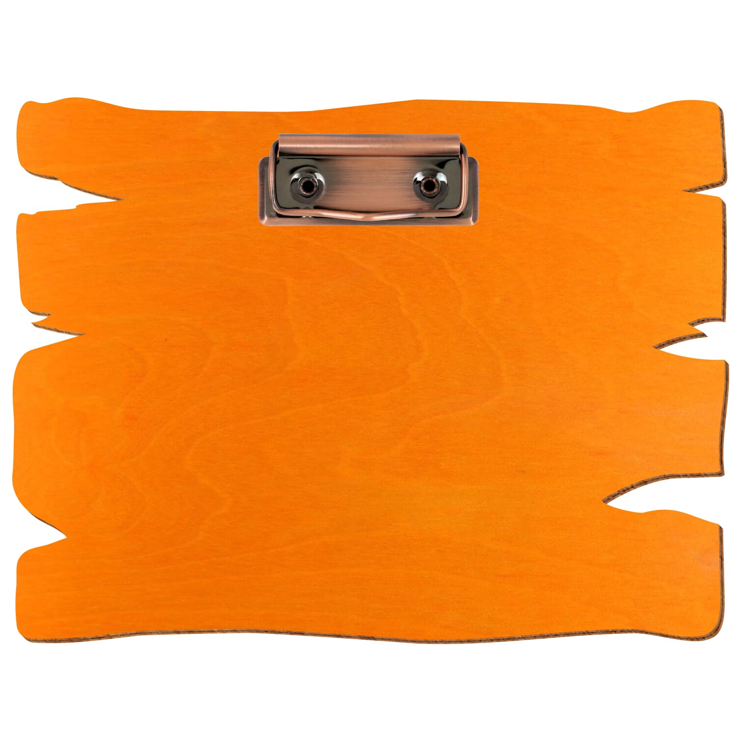 Klemmbrett Holzbrettform Orange A5 querkant Bügelklemme Kupfer