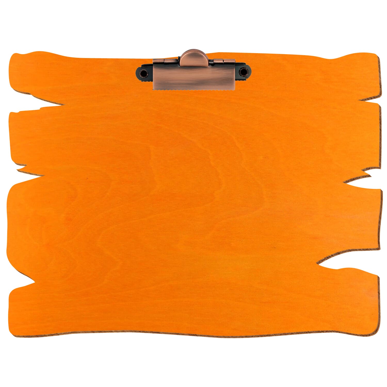 Klemmbrett Holzbrettform Orange A5 querkant Zahnklemme Kupfer