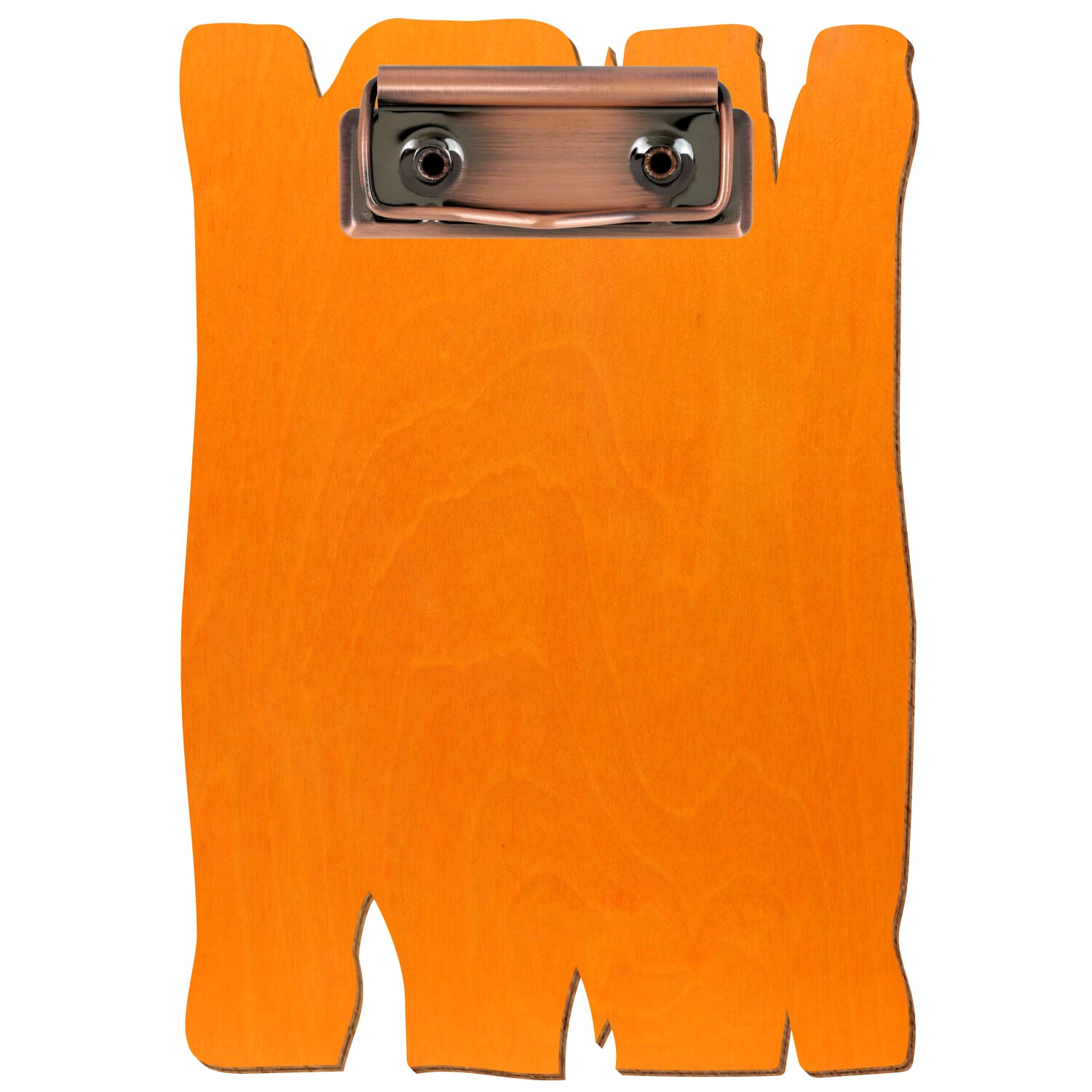 Klemmbrett Holzbrettform Orange A6 hochkant Bügelklemme Kupfer