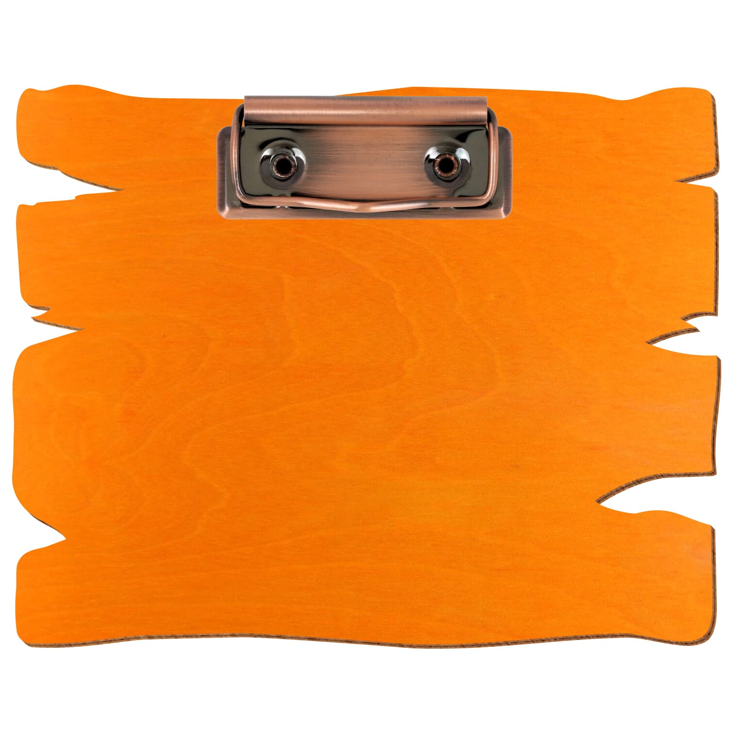 Klemmbrett Holzbrettform Orange A6 querkant Bügelklemme Kupfer