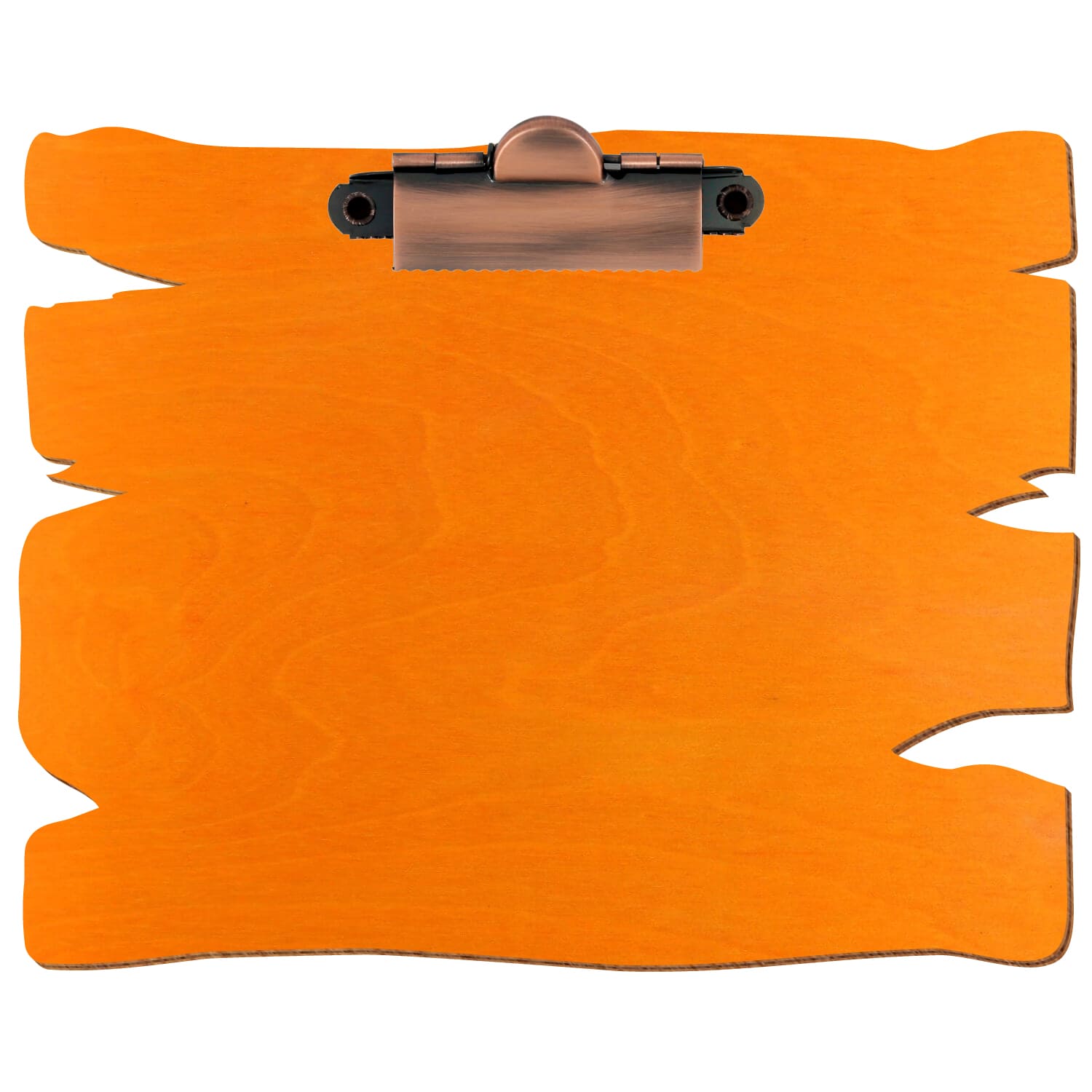 Klemmbrett Holzbrettform Orange A6 querkant Zahnklemme Kupfer