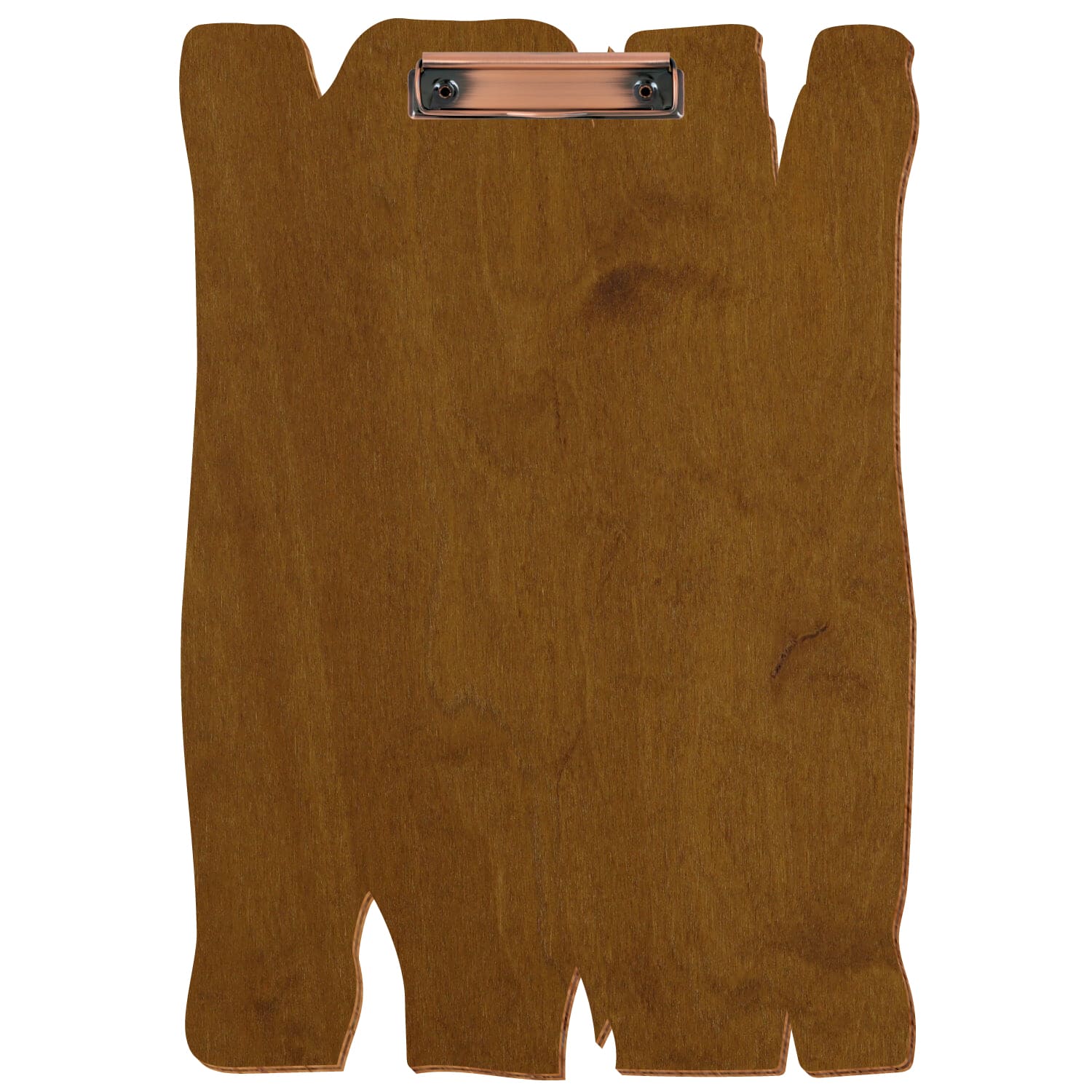 Klemmbrett Holzbrettform Teak A3 hochkant Bügelklemme Kupfer