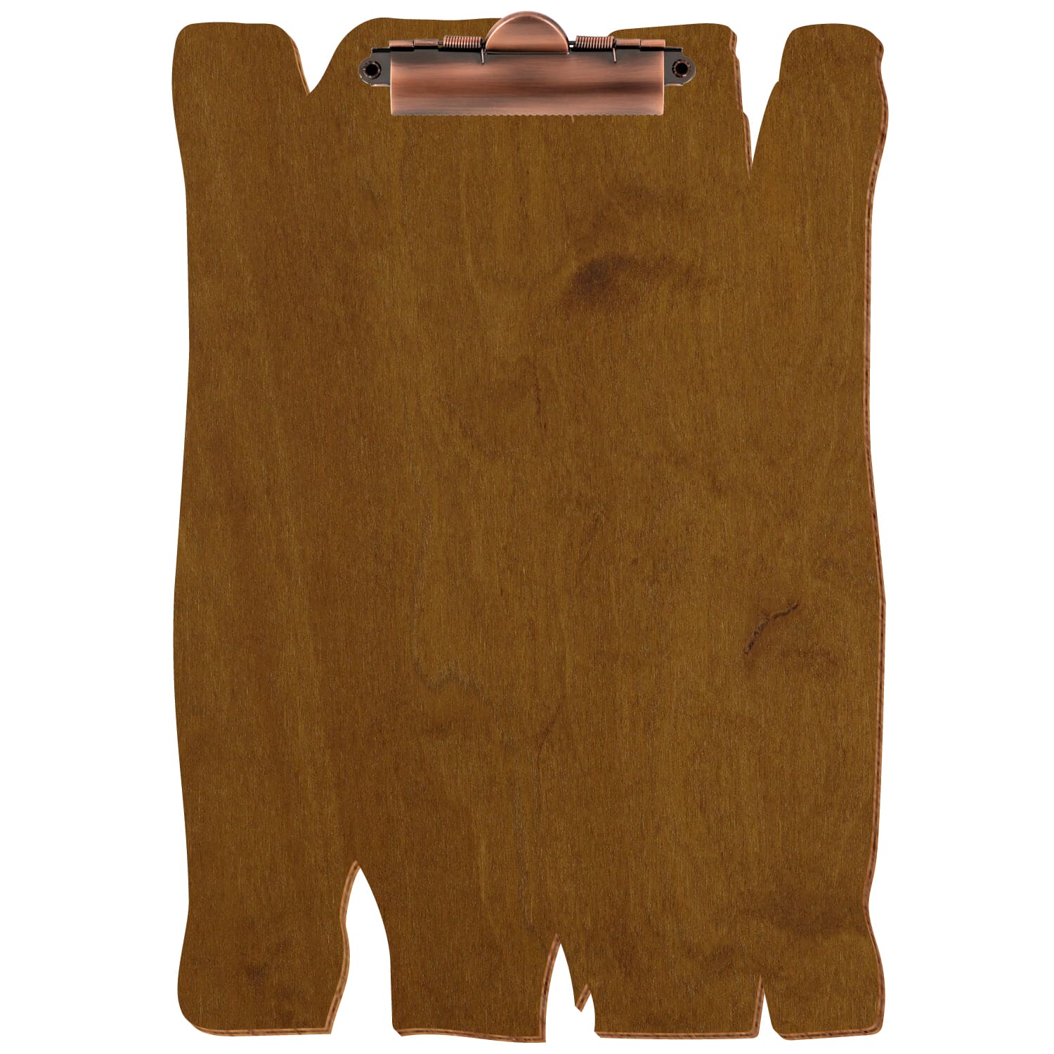 Klemmbrett Holzbrettform Teak A4 hochkant Zahnklemme Kupfer
