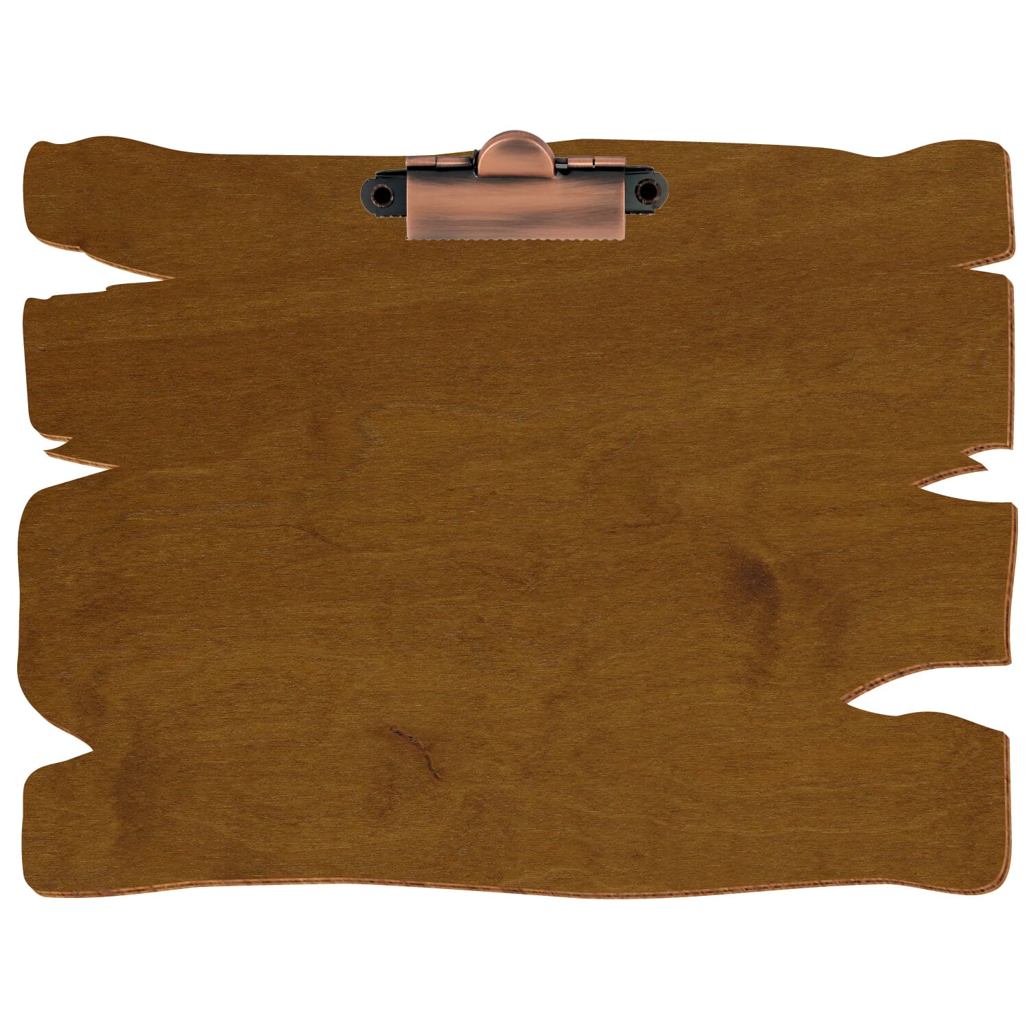 Klemmbrett Holzbrettform Teak A5 querkant Zahnklemme Kupfer