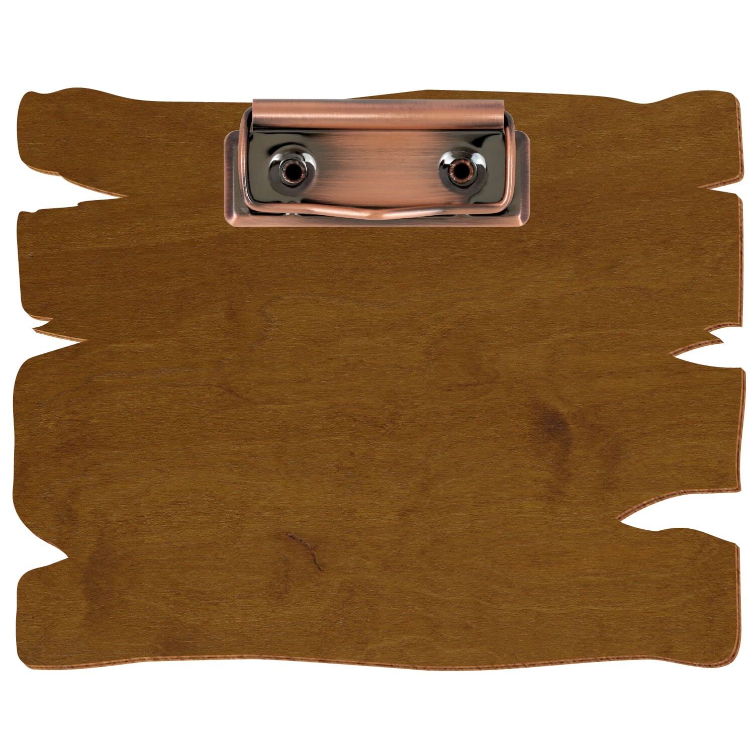 Klemmbrett Holzbrettform Teak A6 querkant Bügelklemme Kupfer