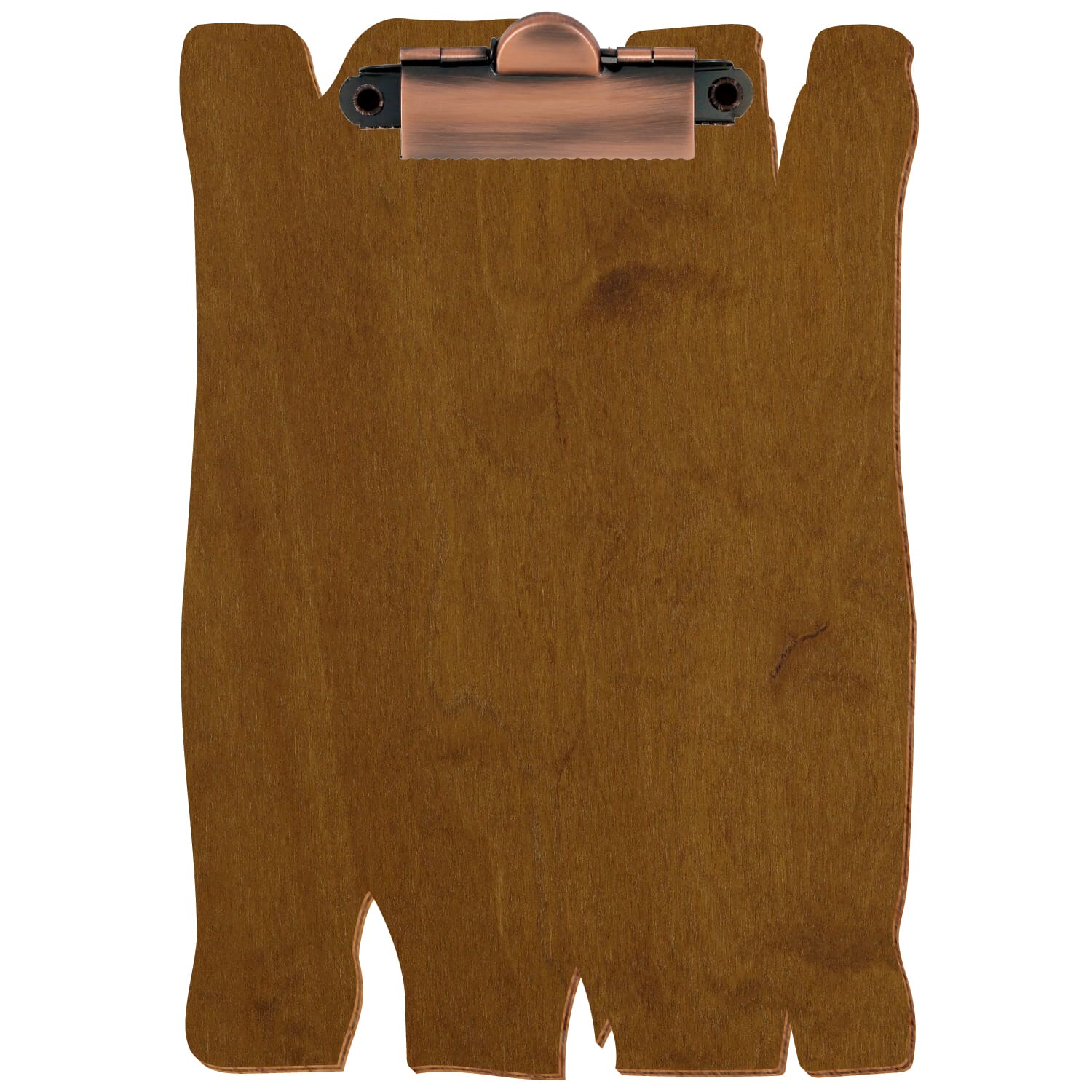 Klemmbrett Holzbrettform Teak A6 hochkant Zahnklemme Kupfer