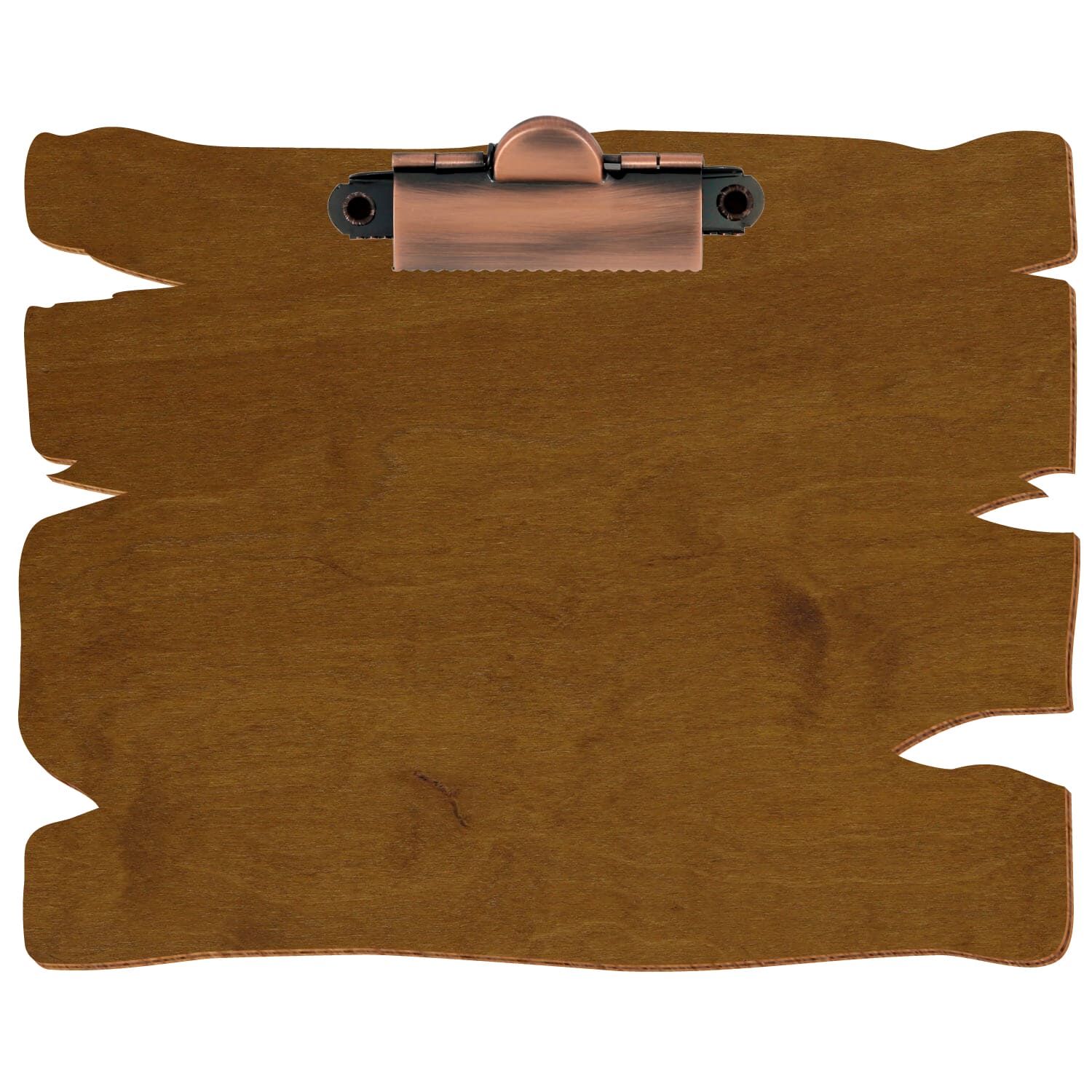 Klemmbrett Holzbrettform Teak A6 querkant Zahnklemme Kupfer