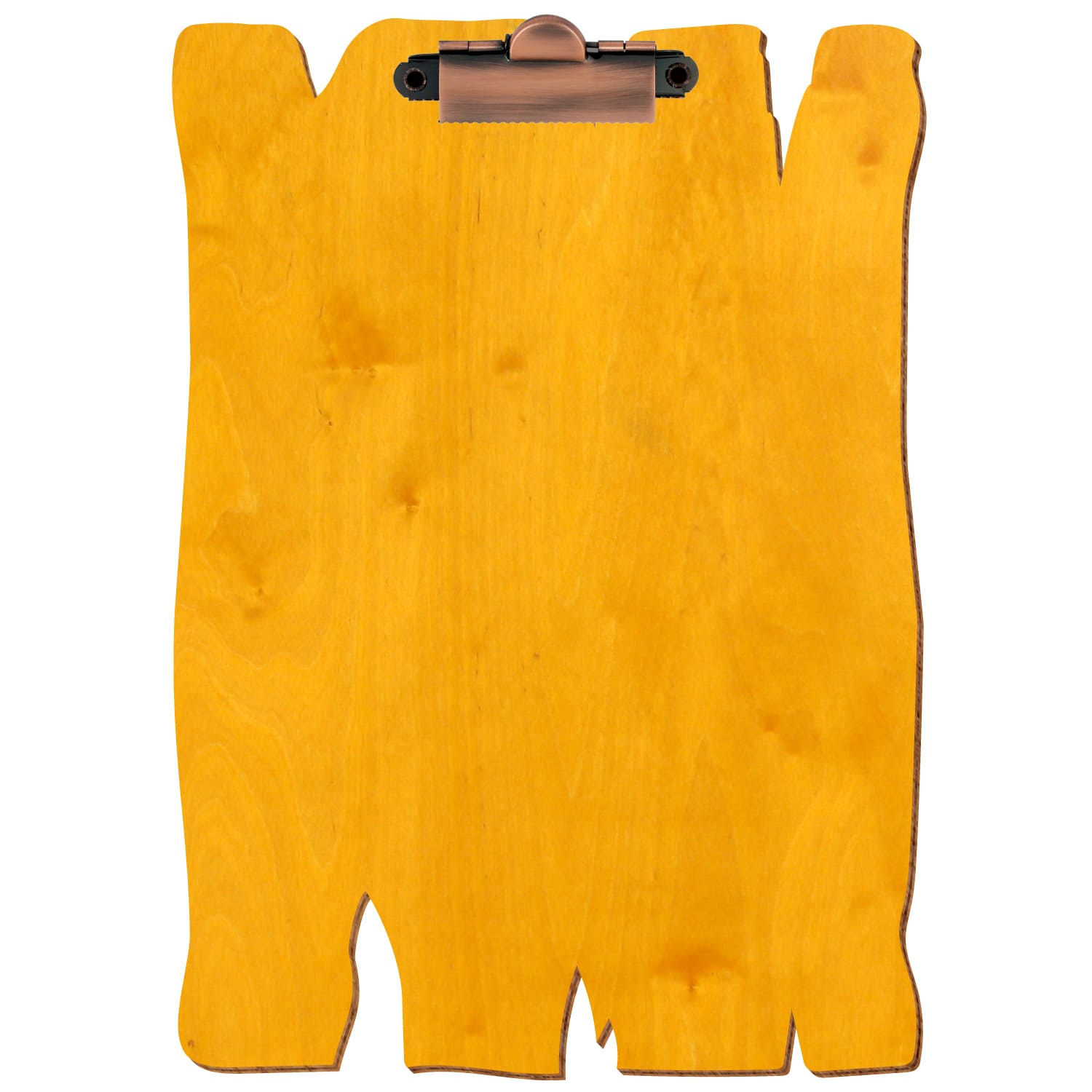 Klemmbrett Holzbrettform Zitronengelb A5 hochkant Zahnklemme Kupfer