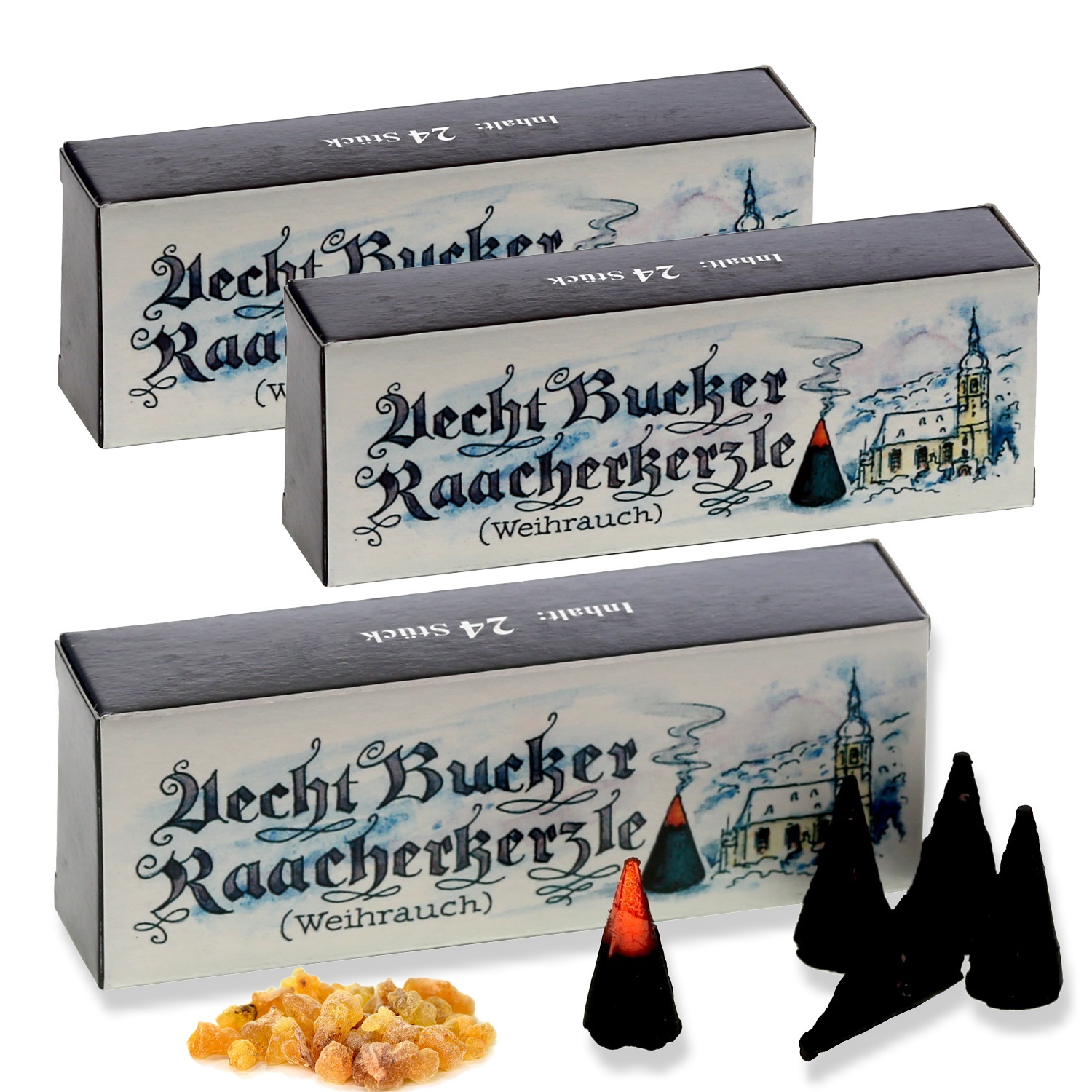 Echt Bockauer Räucherkerzen - Aecht Bucker Raacherkerzle – 3 Packungen Weihrauch